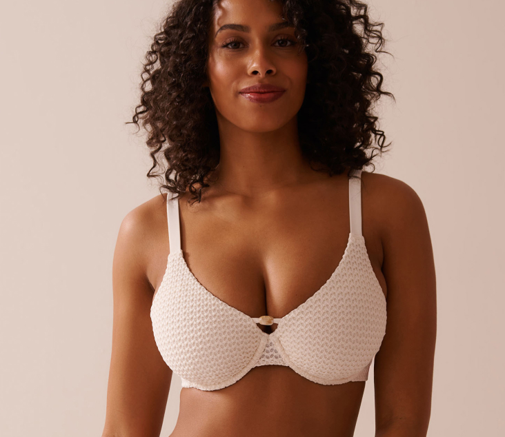 Model wearing a white bikini