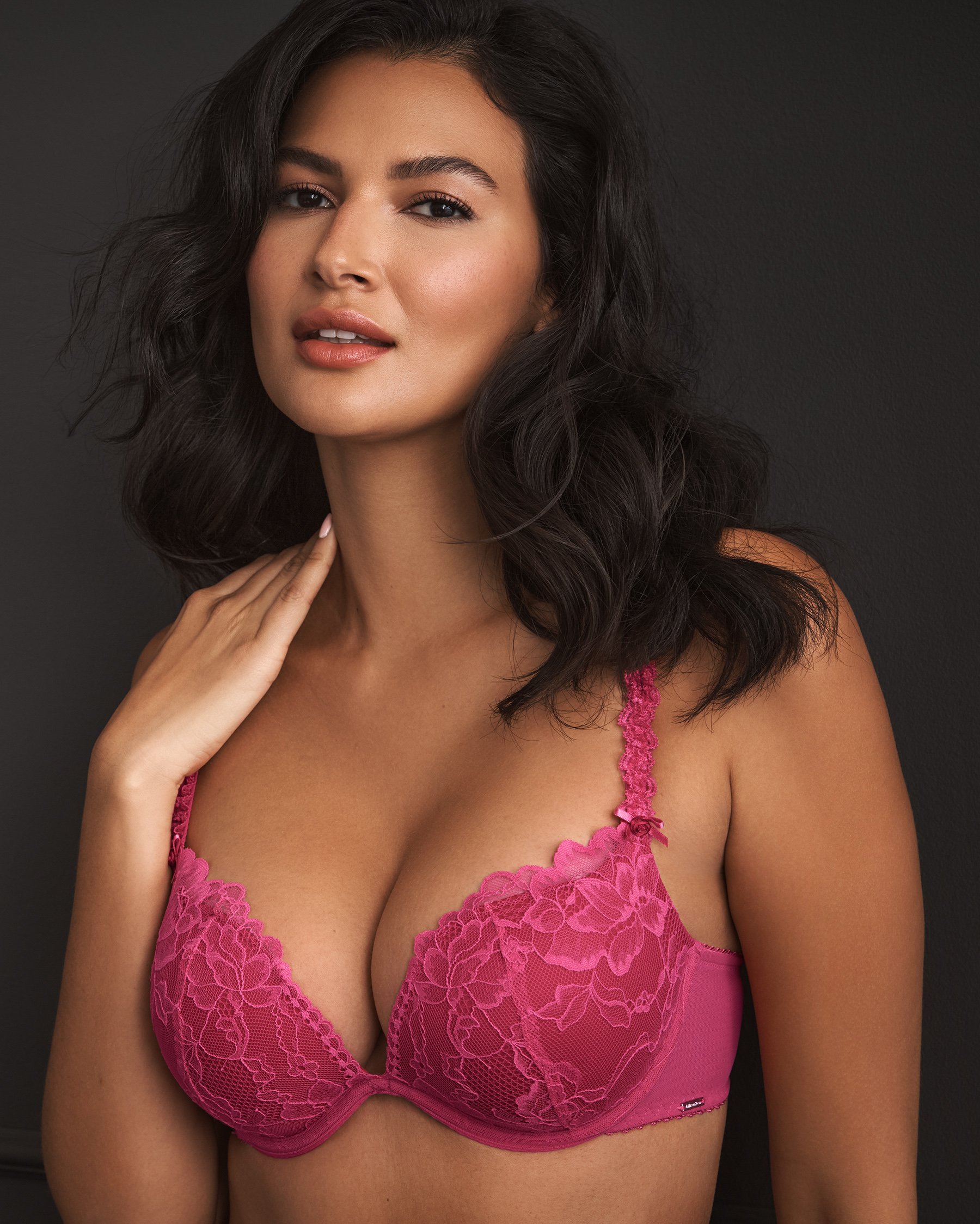 LA VIE EN ROSE Soutien-gorge push-up plongeant demi-buste Rose fuchsia 10300232 - Voir1