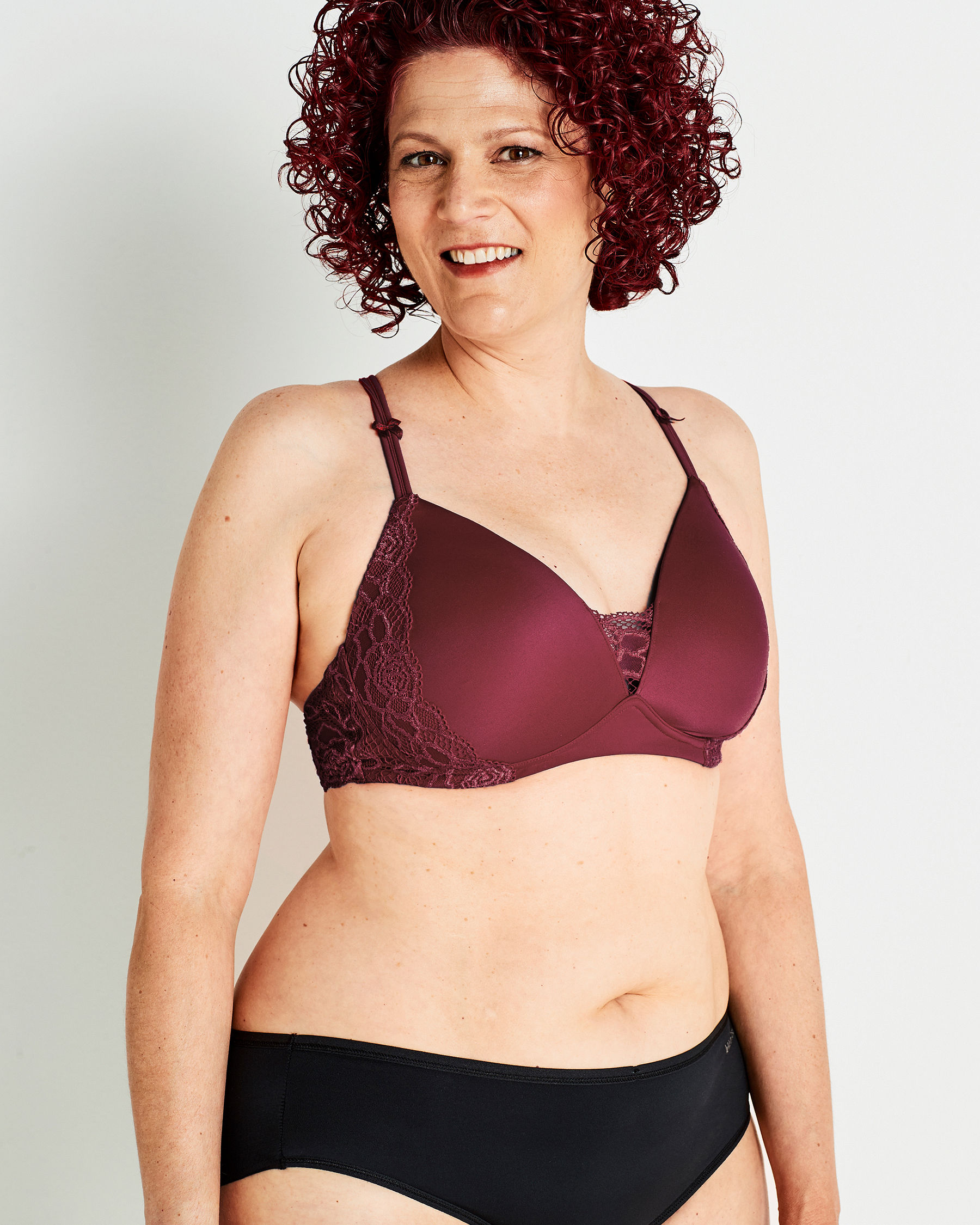 LA VIE EN ROSE Lightly Lined Wireless Mastectomy Bra Dark burgundy 389-110-1-98 - View3