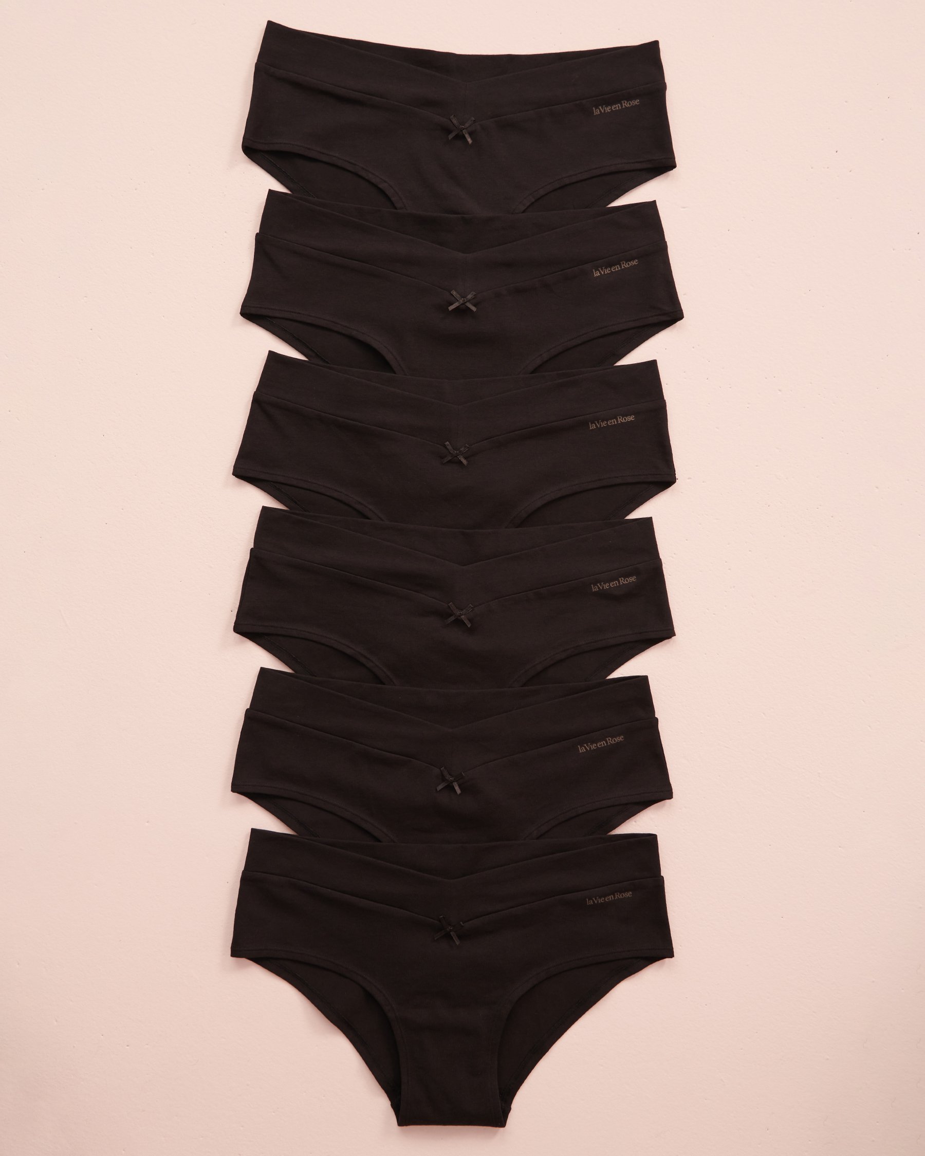 LA VIE EN ROSE 6-Pack Cotton Hiphugger Panty Black 20100368 - View1