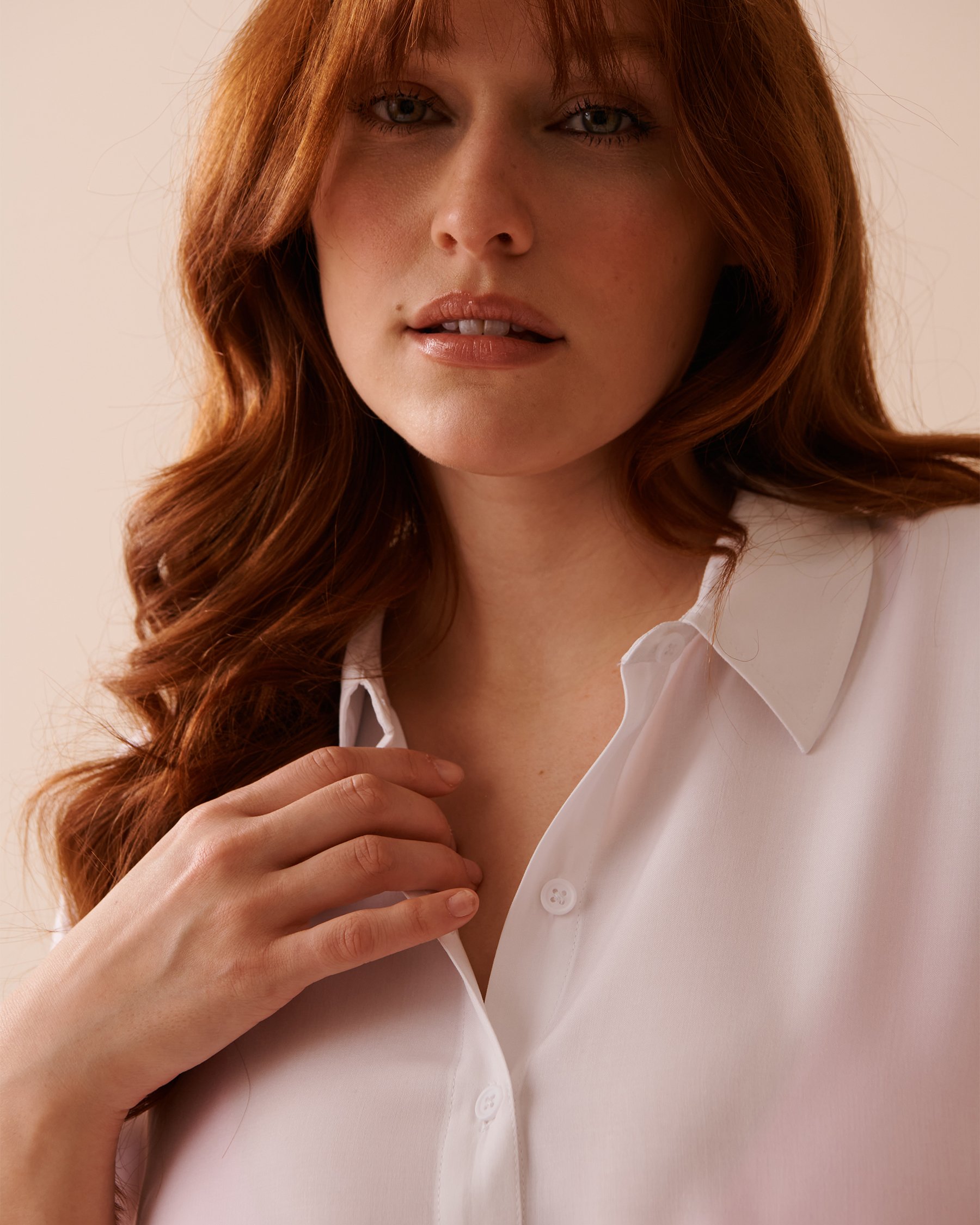 LA VIE EN ROSE AQUA Button-down Cover-up Shirt Bright White 80300095 - View5