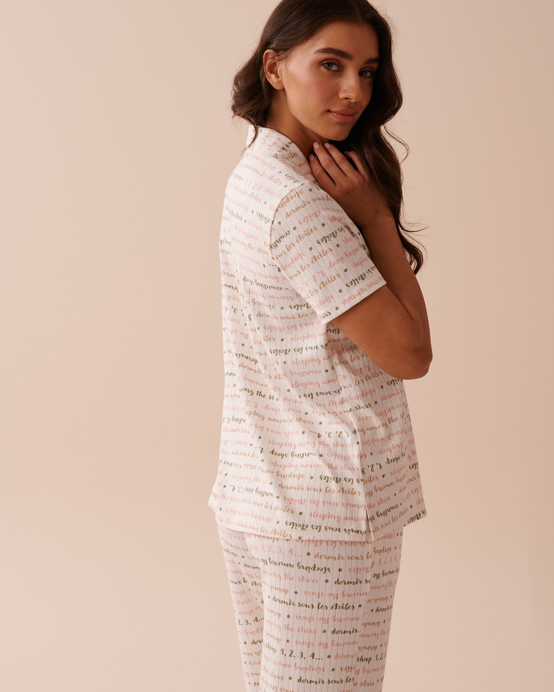 LA VIE EN ROSE Chemisier manches courtes en jersey côtelé Citations 40100593 - View2