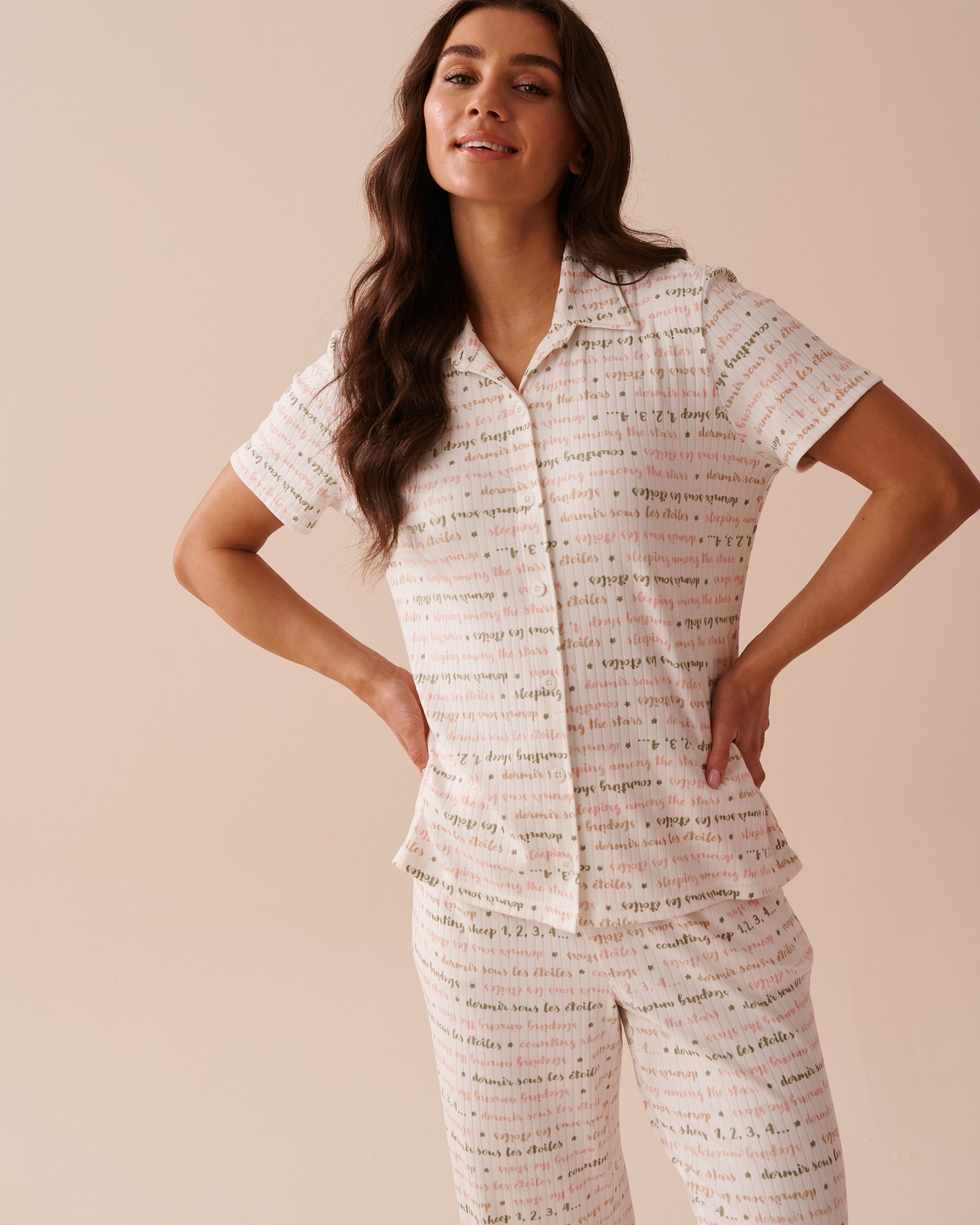 LA VIE EN ROSE Chemisier manches courtes en jersey côtelé Citations 40100593 - View3