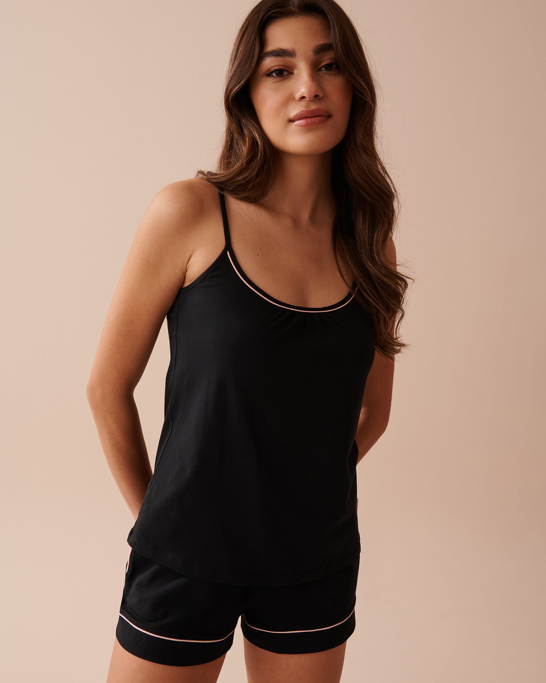 LA VIE EN ROSE Camisole en coton Noir 40100599 - View3