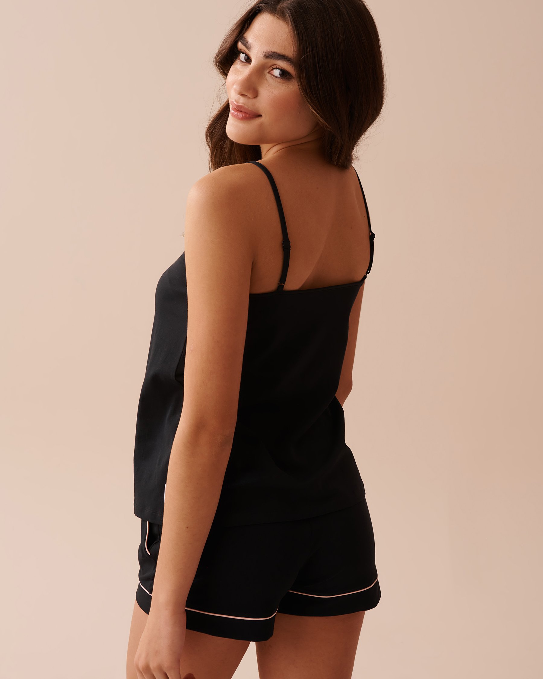 LA VIE EN ROSE Camisole en coton Noir 40100599 - View2