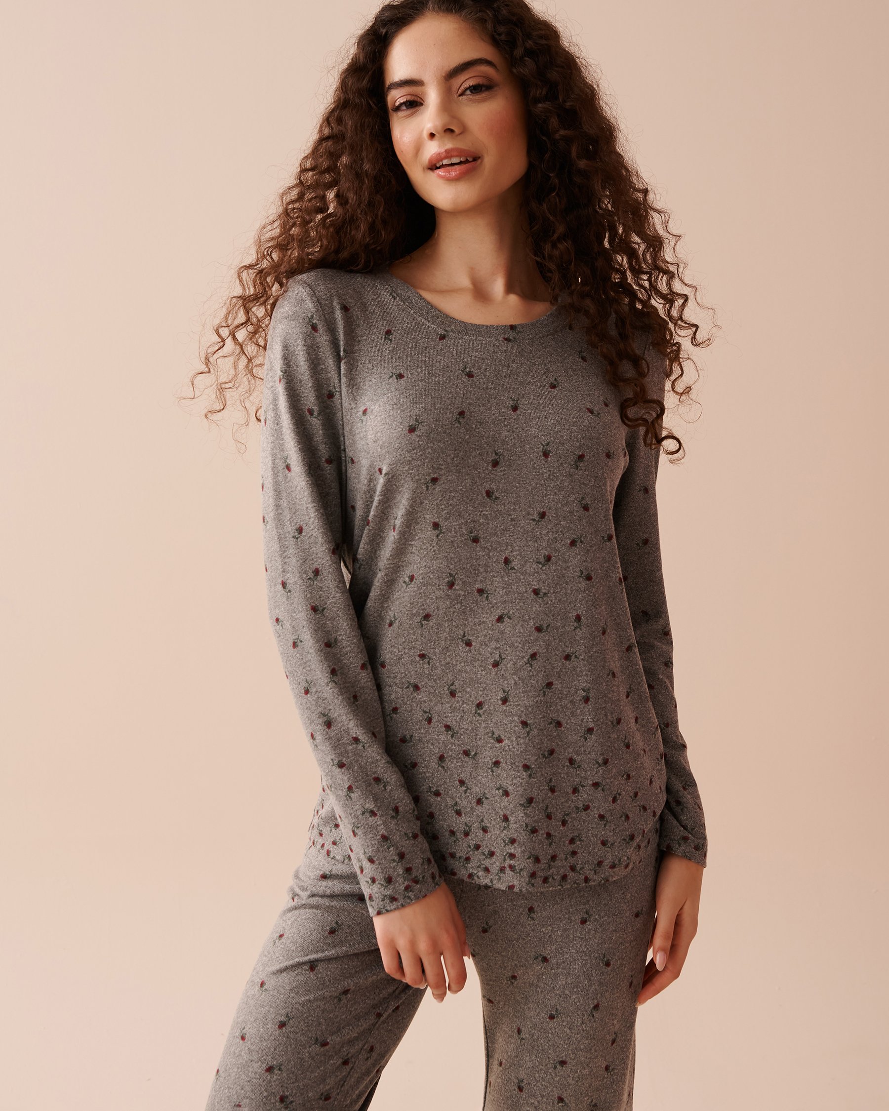 LA VIE EN ROSE Rose Print Recycled Fibers Long Sleeve Shirt Small Roses 40100605 - View1