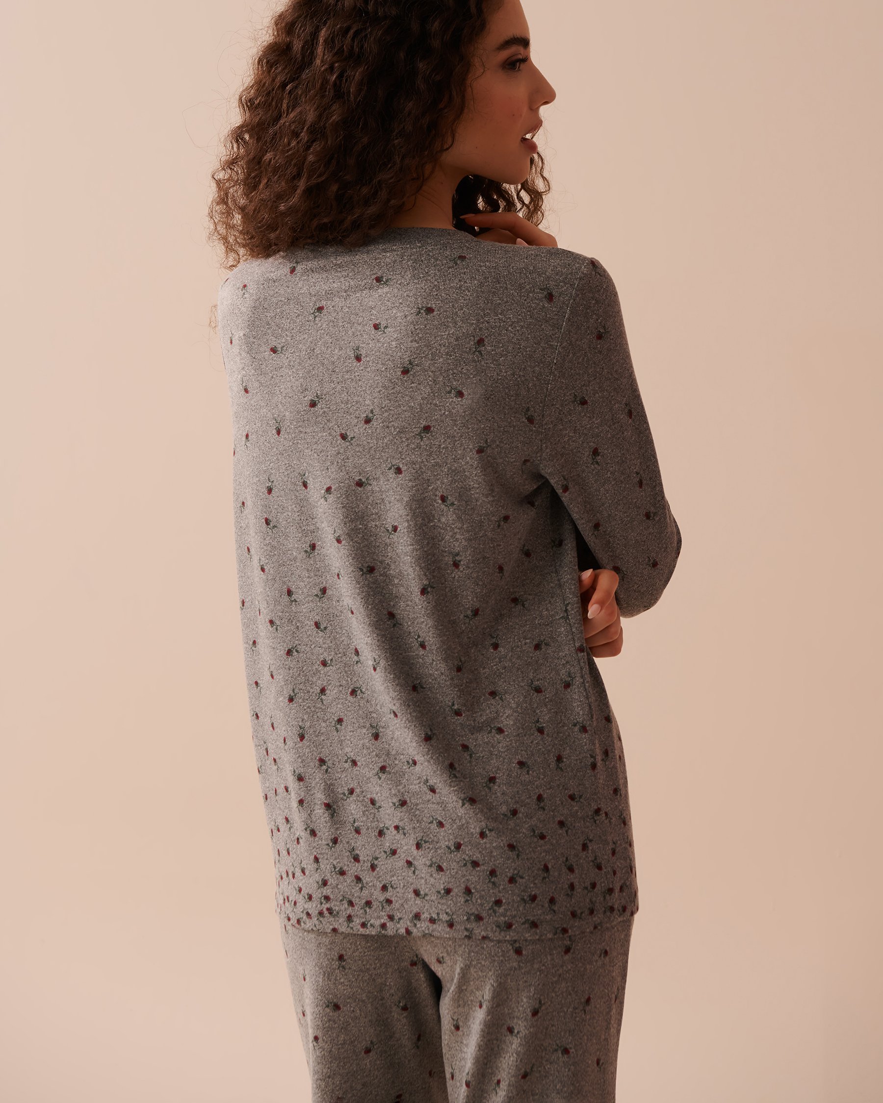 LA VIE EN ROSE Rose Print Recycled Fibers Long Sleeve Shirt Small Roses 40100605 - View2