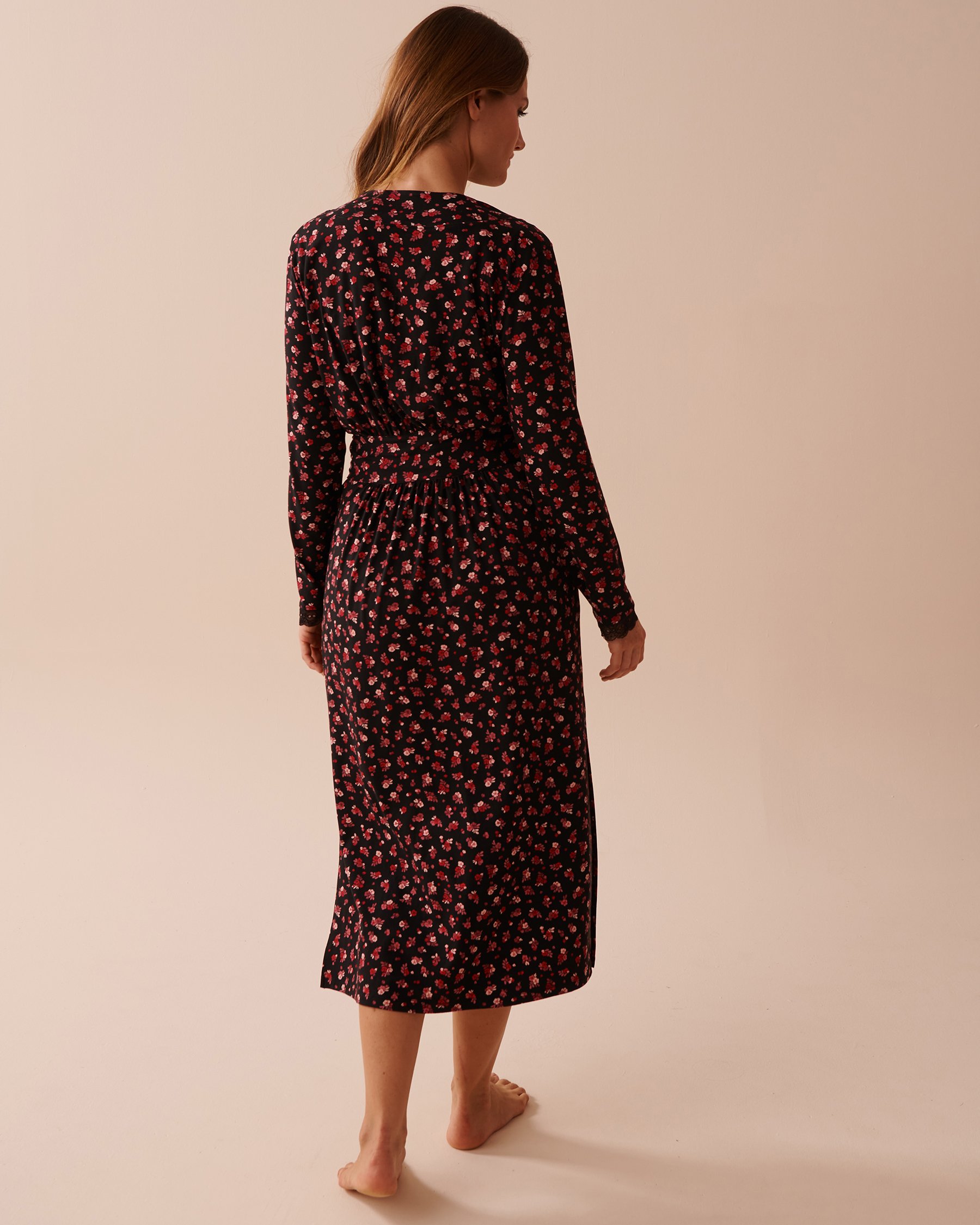 LA VIE EN ROSE Ditsy Rose Super Soft Long Kimono Ditsy Rose 40600173 - View6
