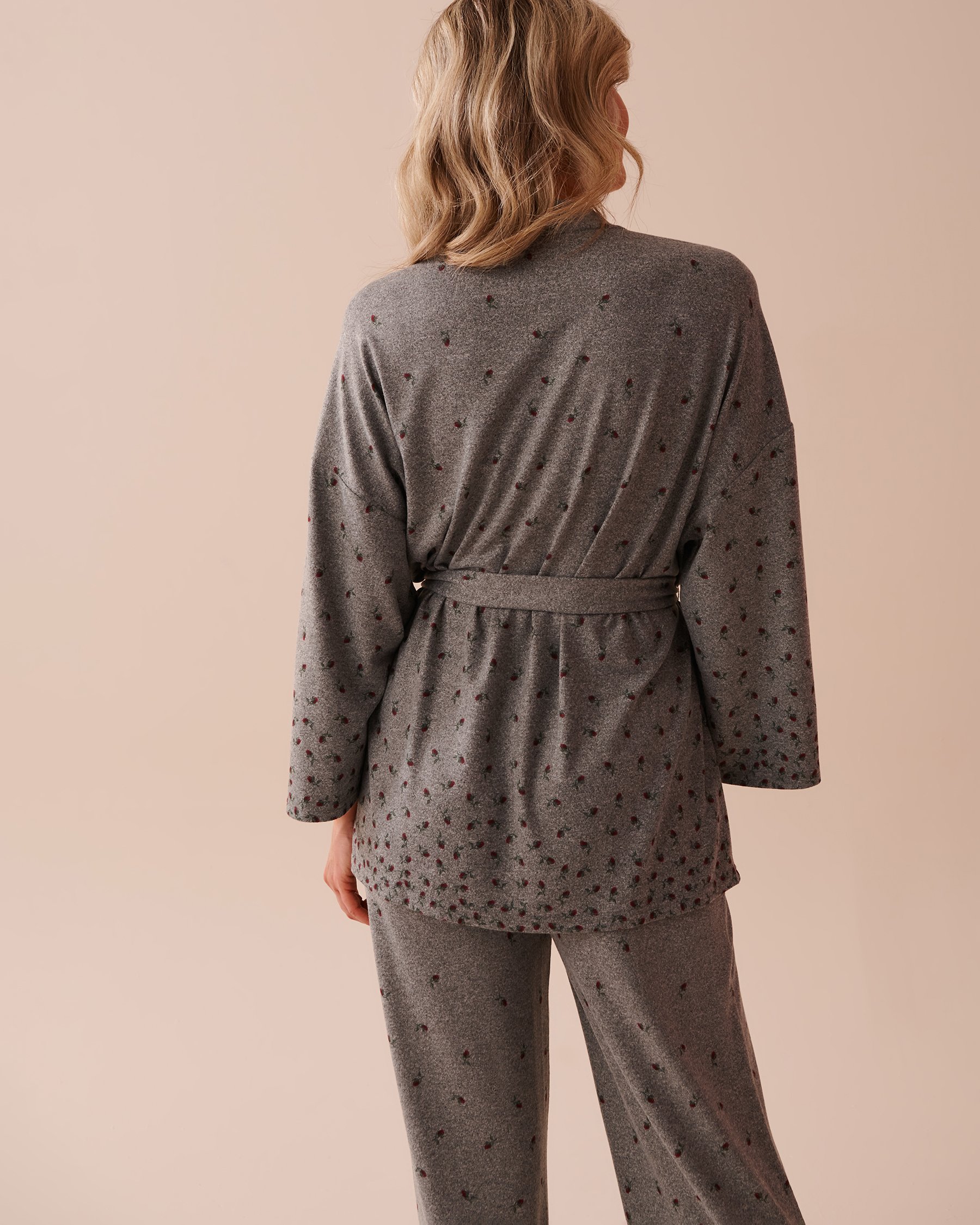 LA VIE EN ROSE Rose Print Recycled Fibers Kimono Small Roses 40600174 - View2