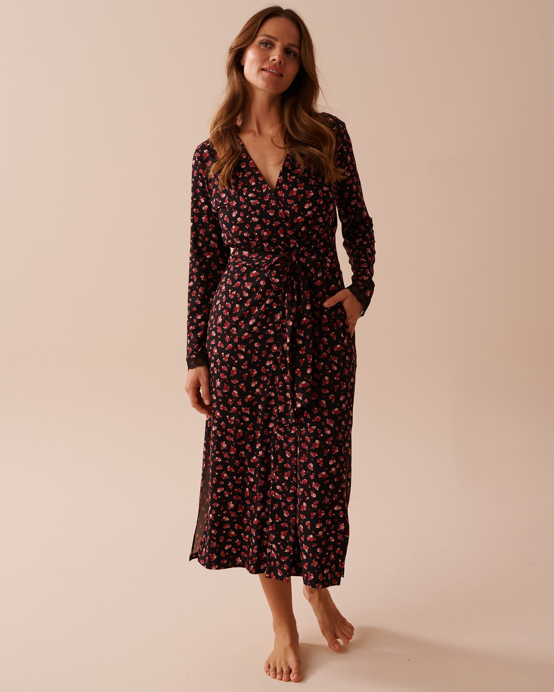 LA VIE EN ROSE Ditsy Rose Super Soft Long Kimono Ditsy Rose 40600173 - View4