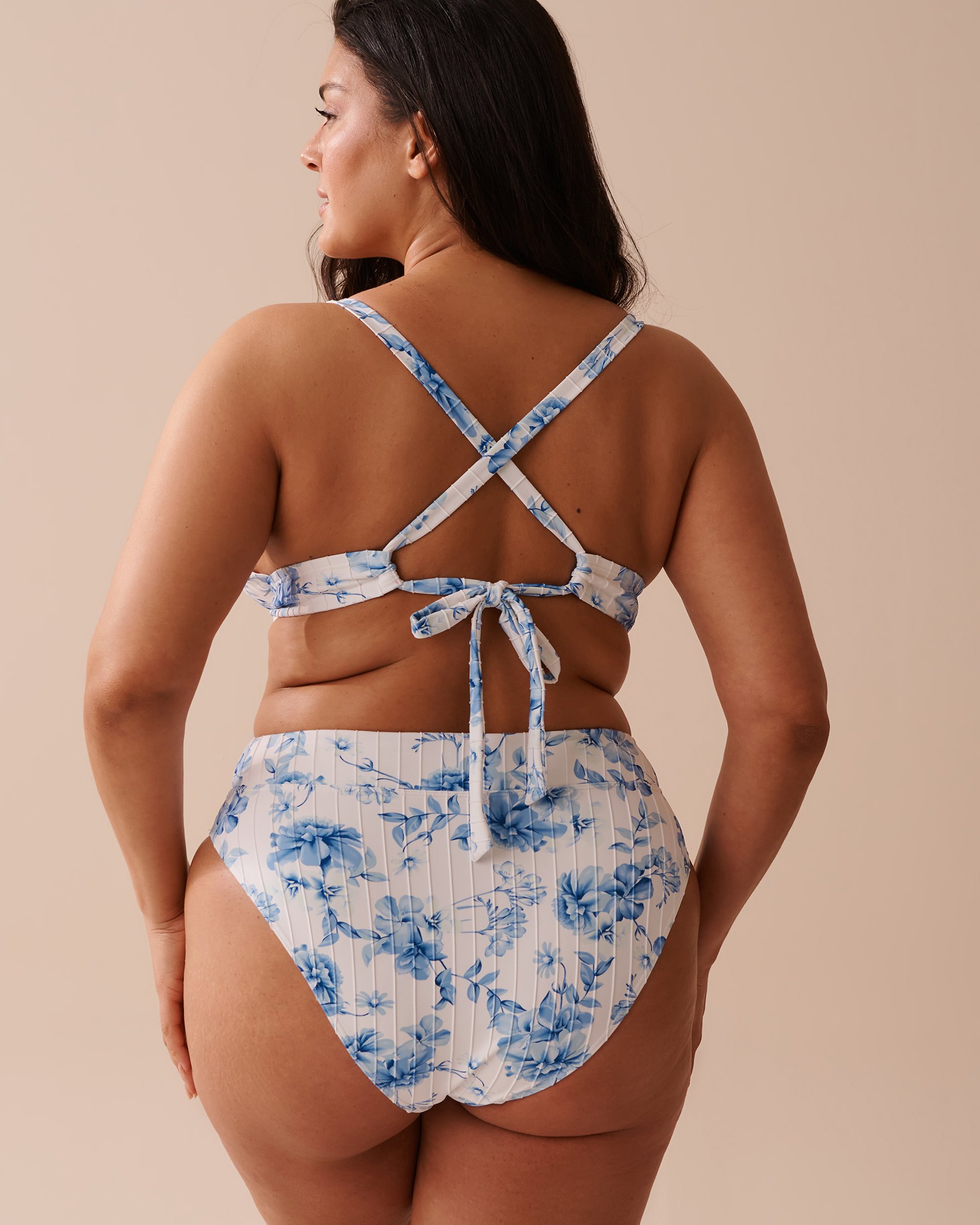 LA VIE EN ROSE AQUA Haut de bikini triangle long bonnet D texturé BLUE MEADOW Prairie bleue 70200134 - Voir8