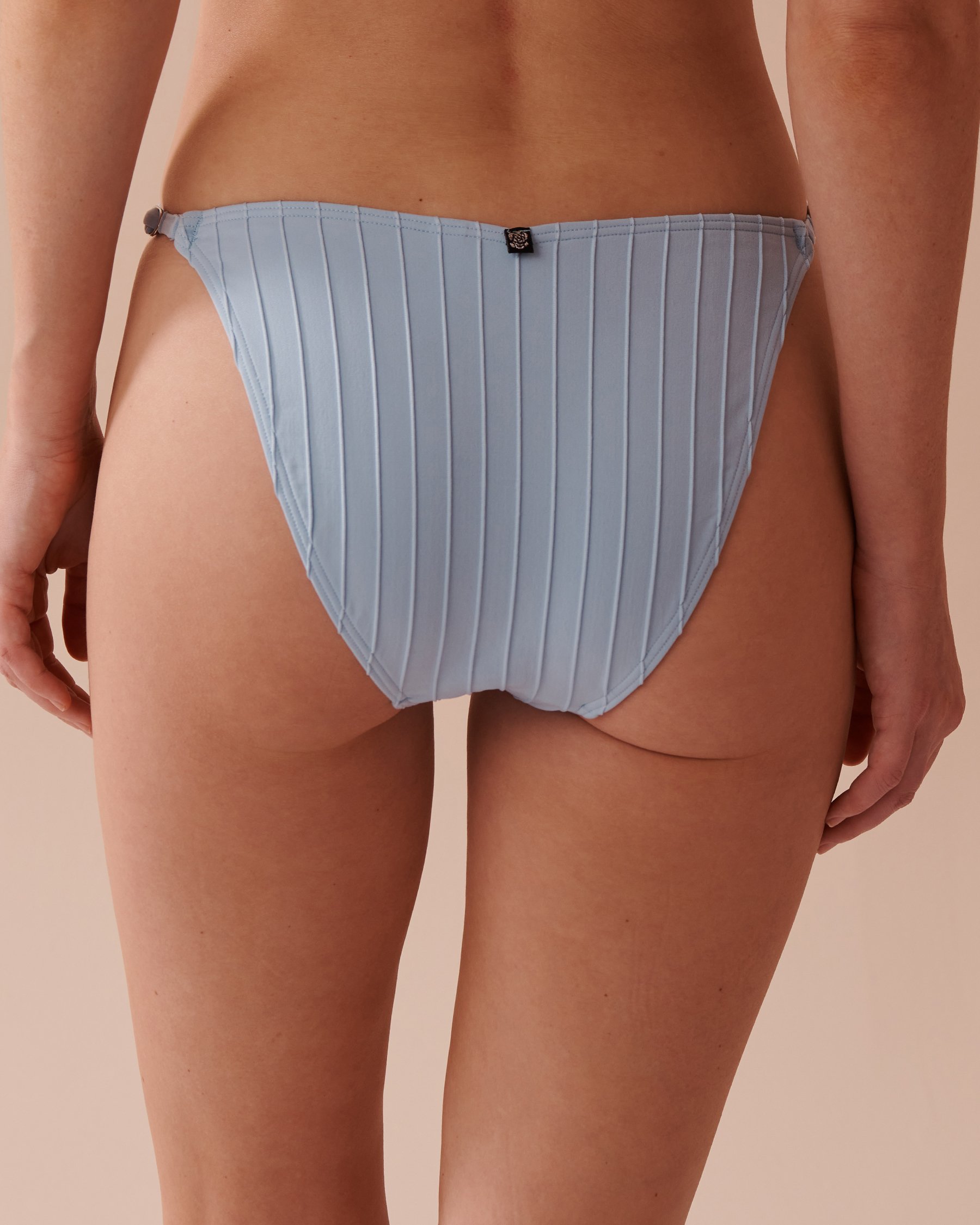 LA VIE EN ROSE AQUA PASTEL BLUE Textured Adjustable Side Brazilian Bikini Bottom Pastel Blue 70300584 - View3