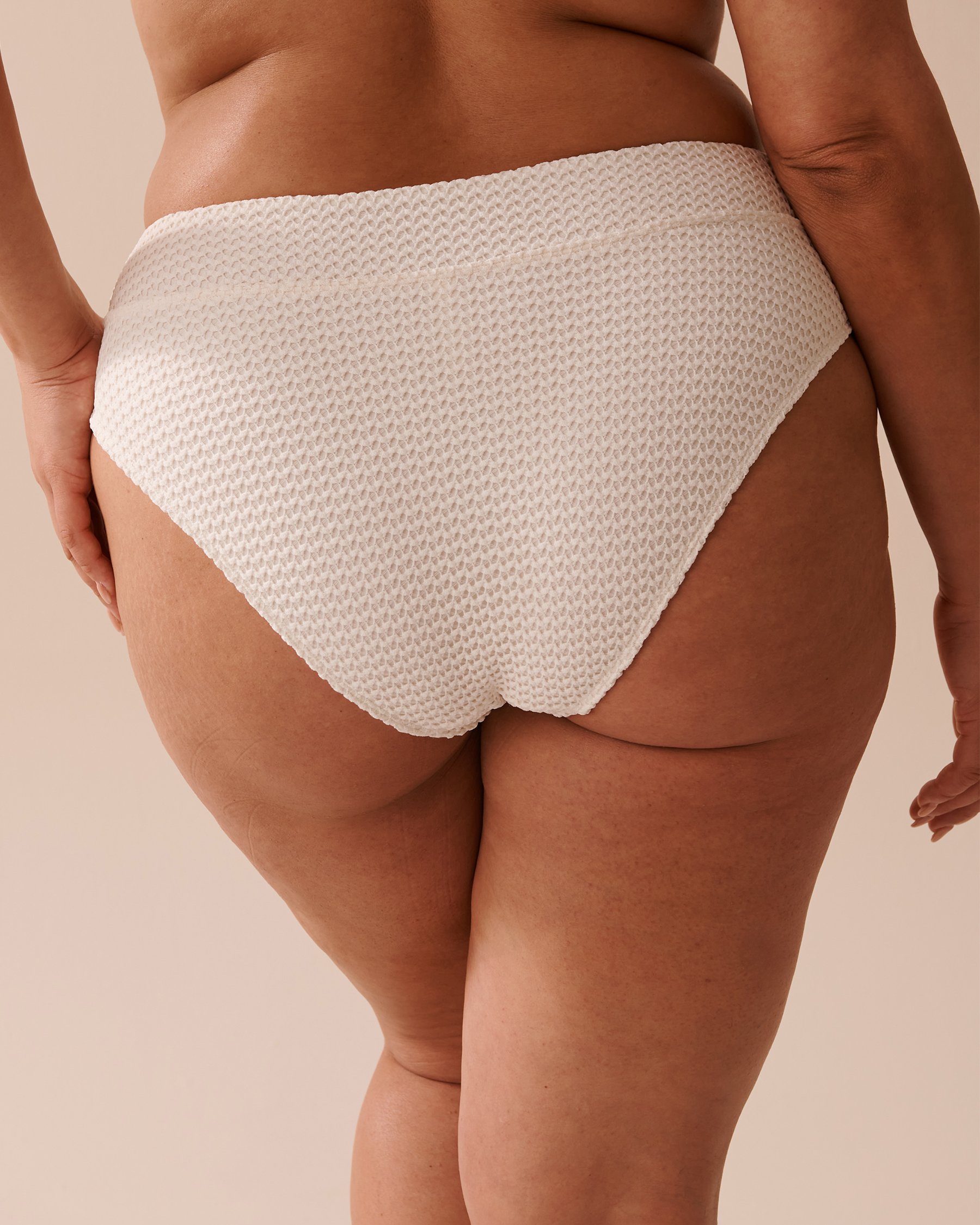 LA VIE EN ROSE AQUA COCONUT MILK Crochet High Leg Cheeky Bikini Bottom Coconut Milk 70300594 - View5