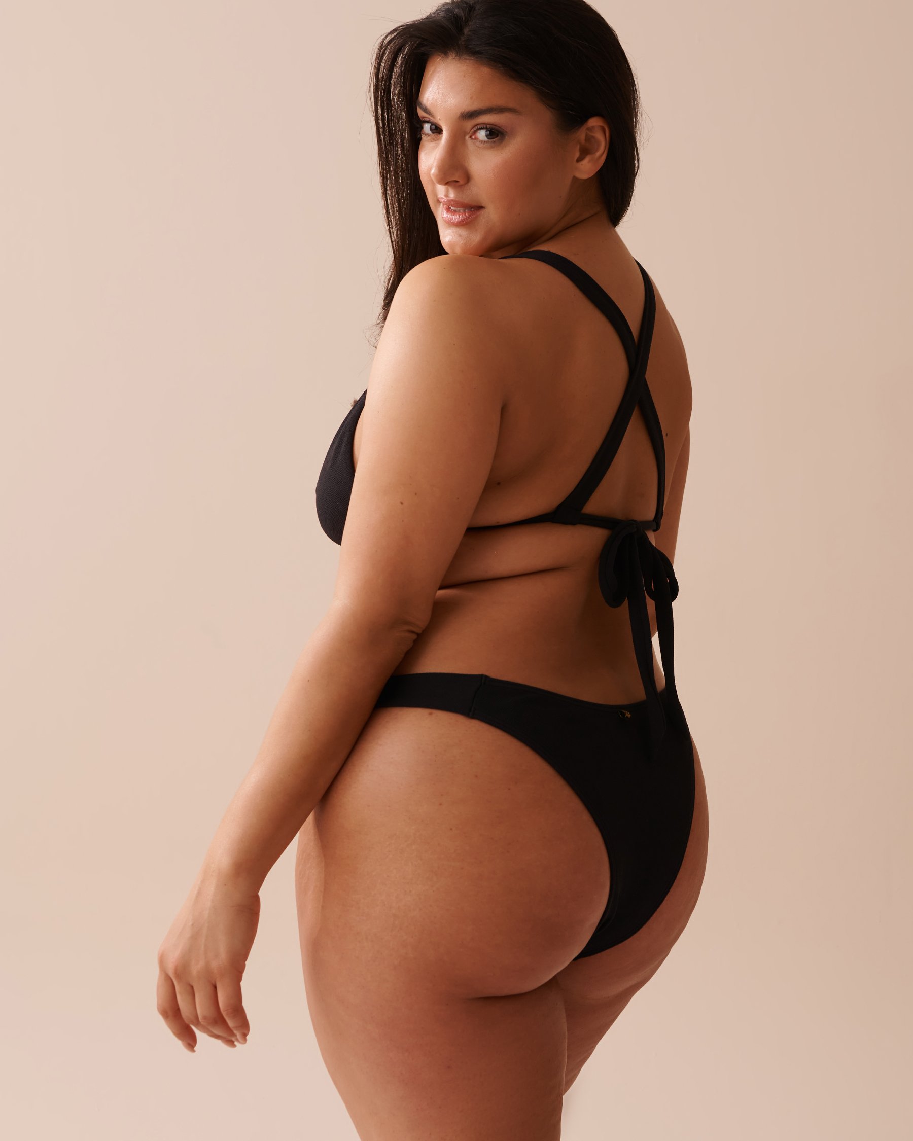 LA VIE EN ROSE AQUA SOLID Recycled Fibers Triangle Bikini Top Black 70100631 - View9