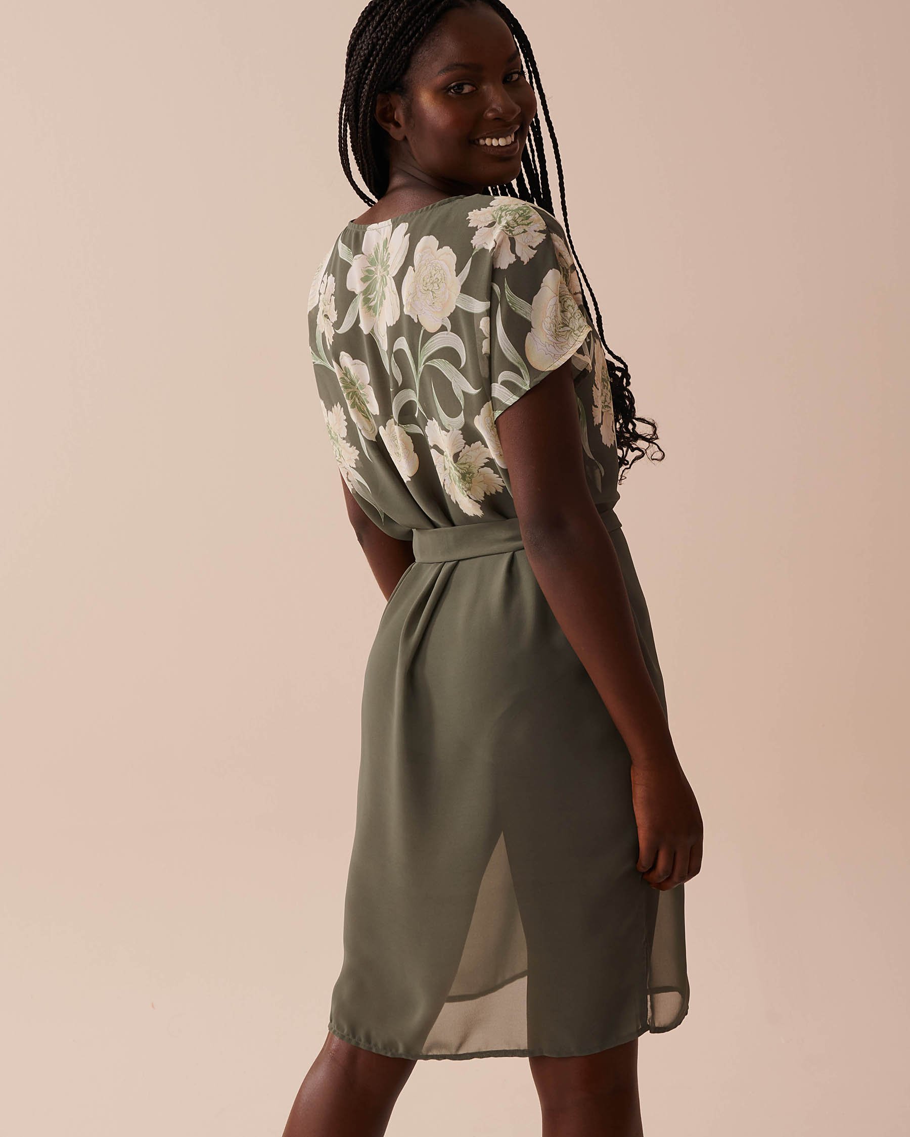 LA VIE EN ROSE AQUA Floral Chiffon Caftan Provençal Bouquet 80400058 - View2