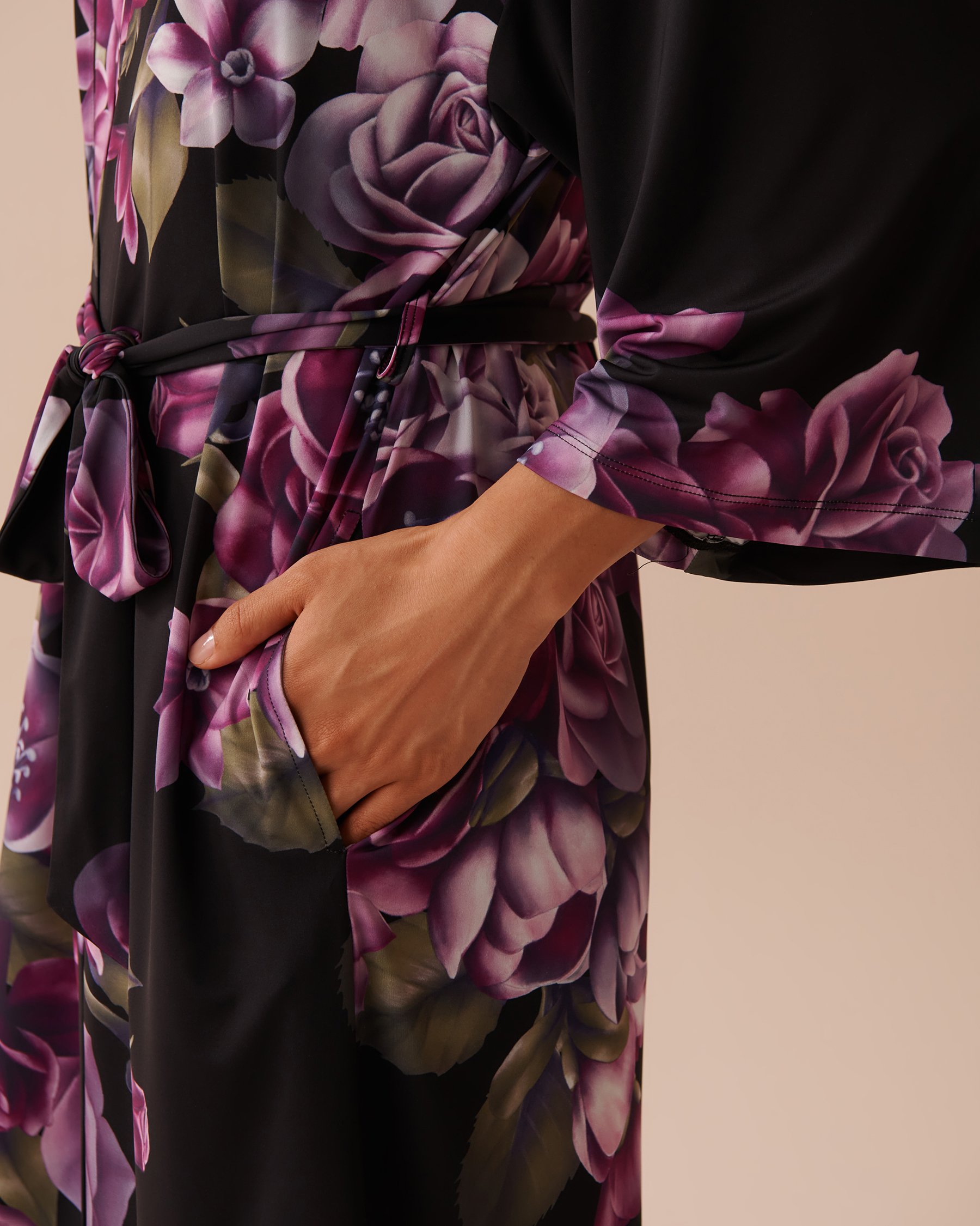 LA VIE EN ROSE Purple Bouquet Recycled Fibers Kimono Purple Bouquet 60600082 - View4