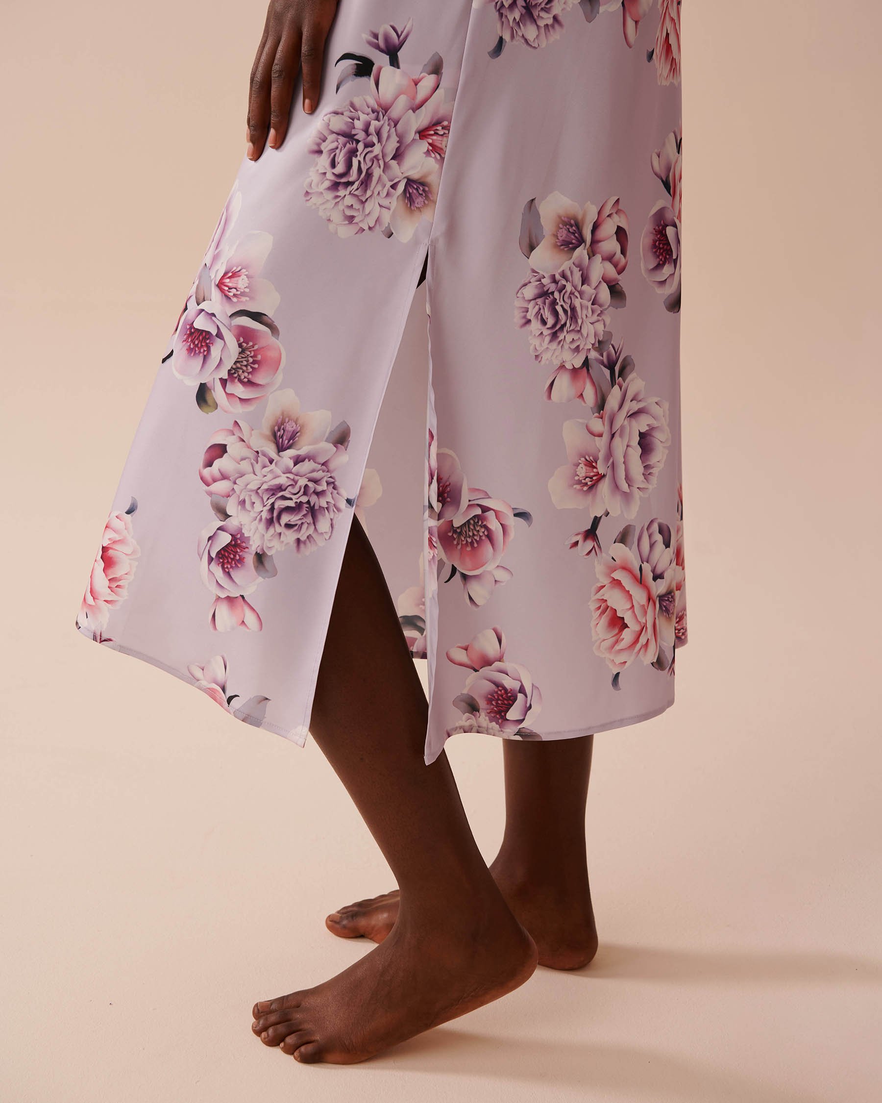 LA VIE EN ROSE Victorian Floral Long Satin Nightie Victorian Garden 60500157 - View3