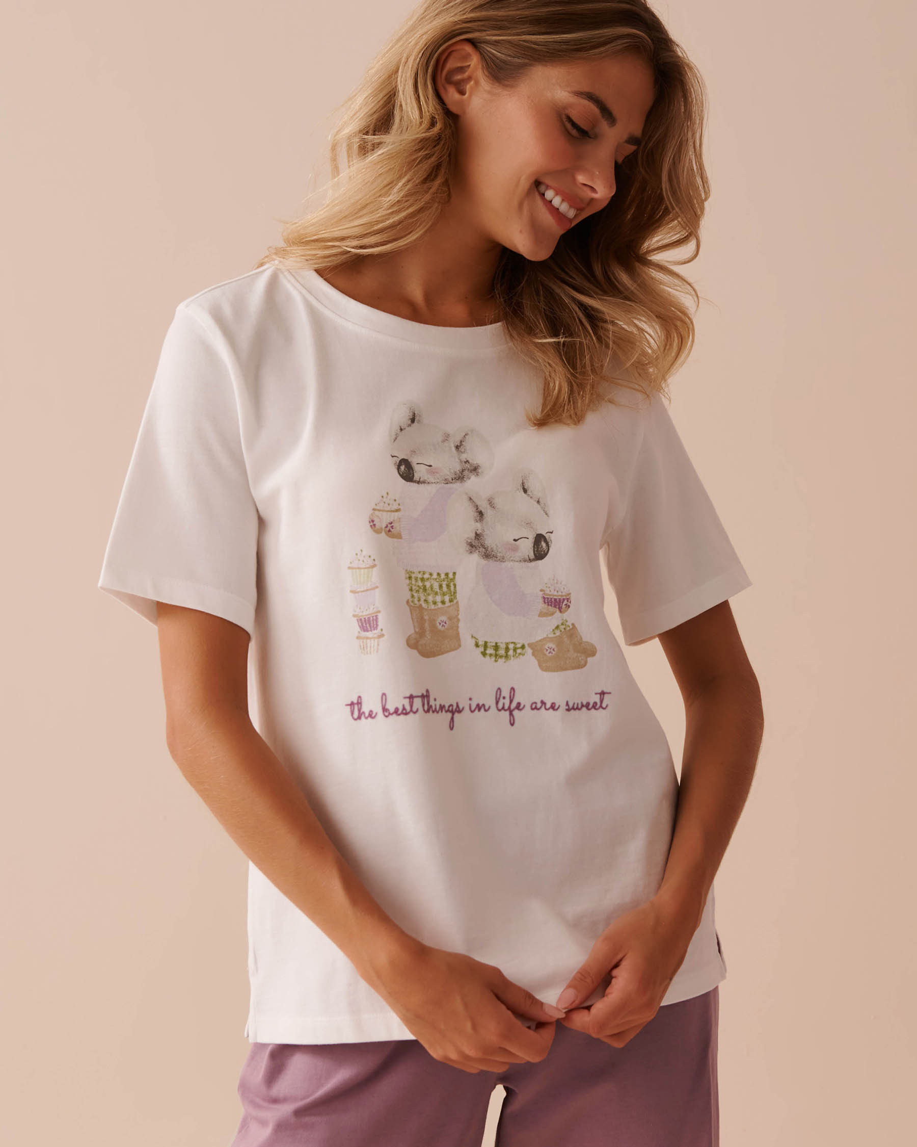 LA VIE EN ROSE T-shirt en coton à imprimé koala Blanc 40100614 - View1