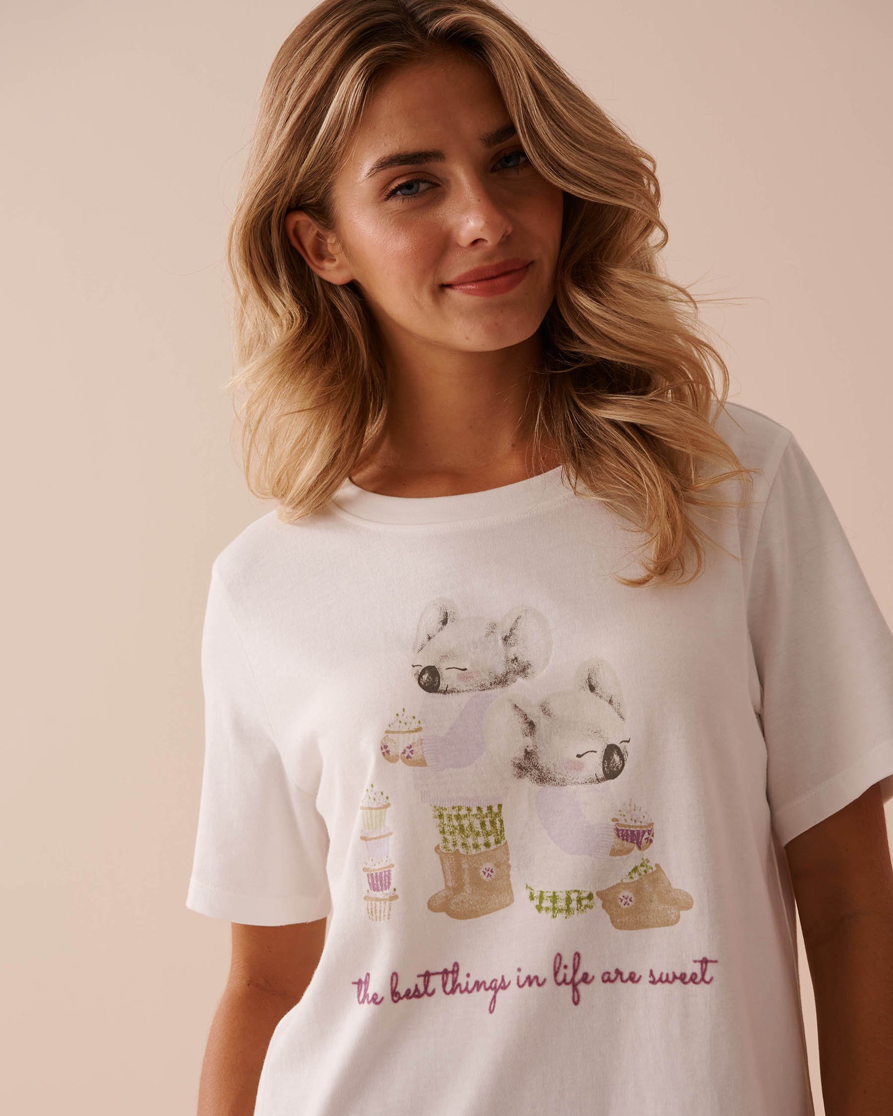 LA VIE EN ROSE T-shirt en coton à imprimé koala Blanc 40100614 - Voir3