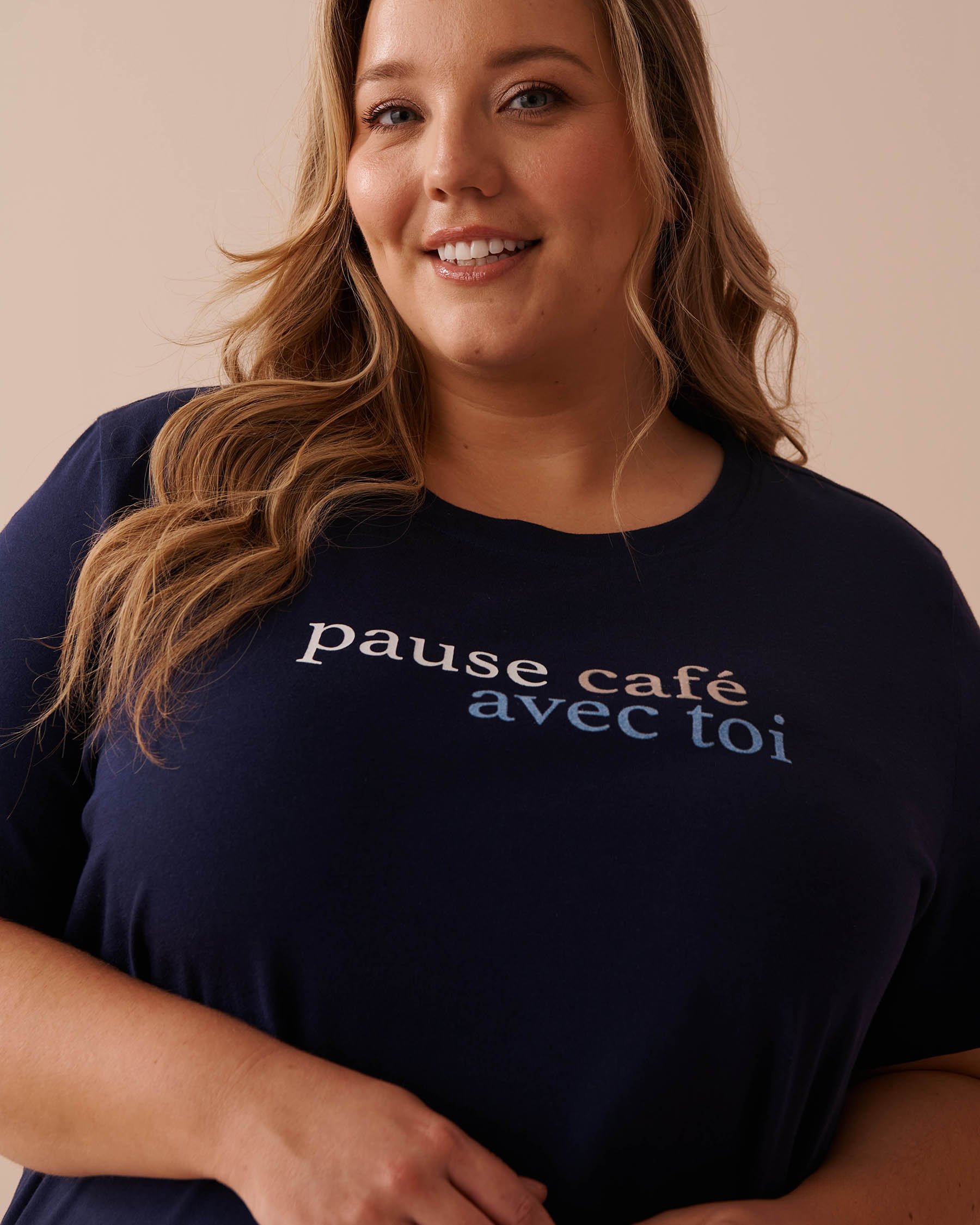 LA VIE EN ROSE Cotton T-shirt Evening Blue 40100614 - View3