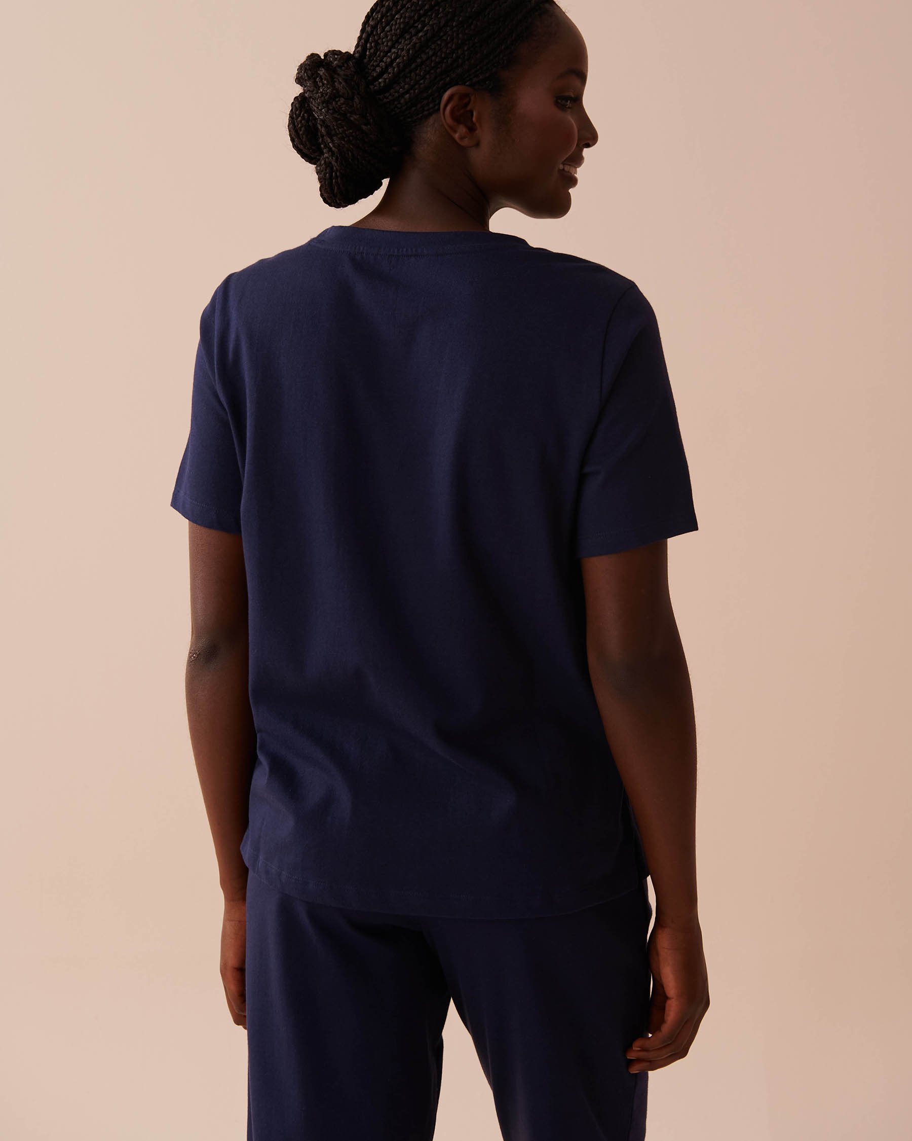 LA VIE EN ROSE Cotton T-shirt Evening Blue 40100614 - View5