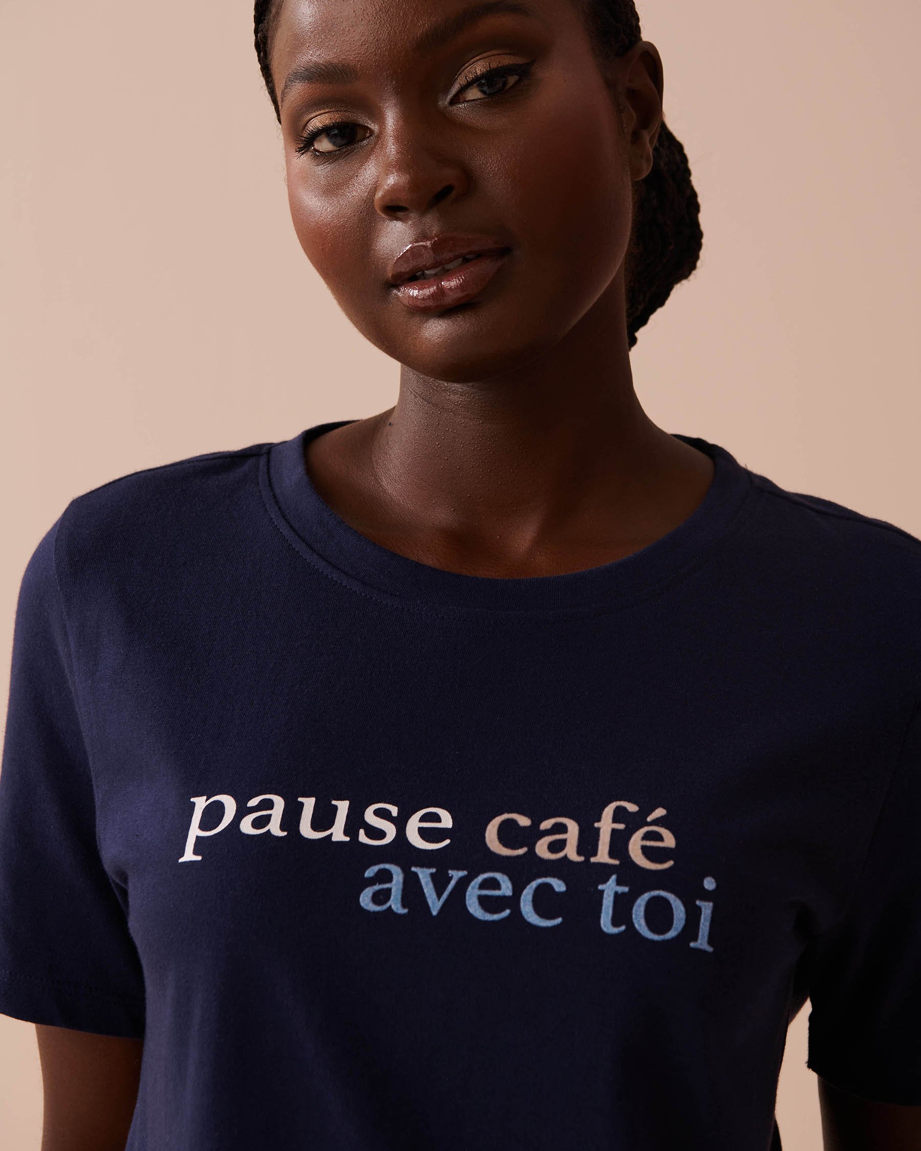 LA VIE EN ROSE Cotton T-shirt Evening Blue 40100614 - View6