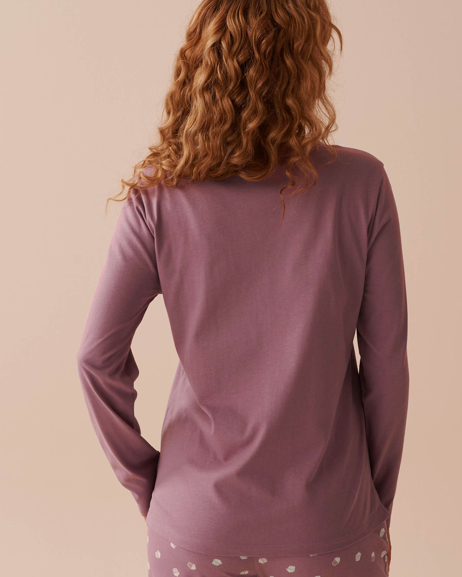 LA VIE EN ROSE Koala Print Cotton Long Sleeve Shirt Dusty Orchid 40100615 - View5