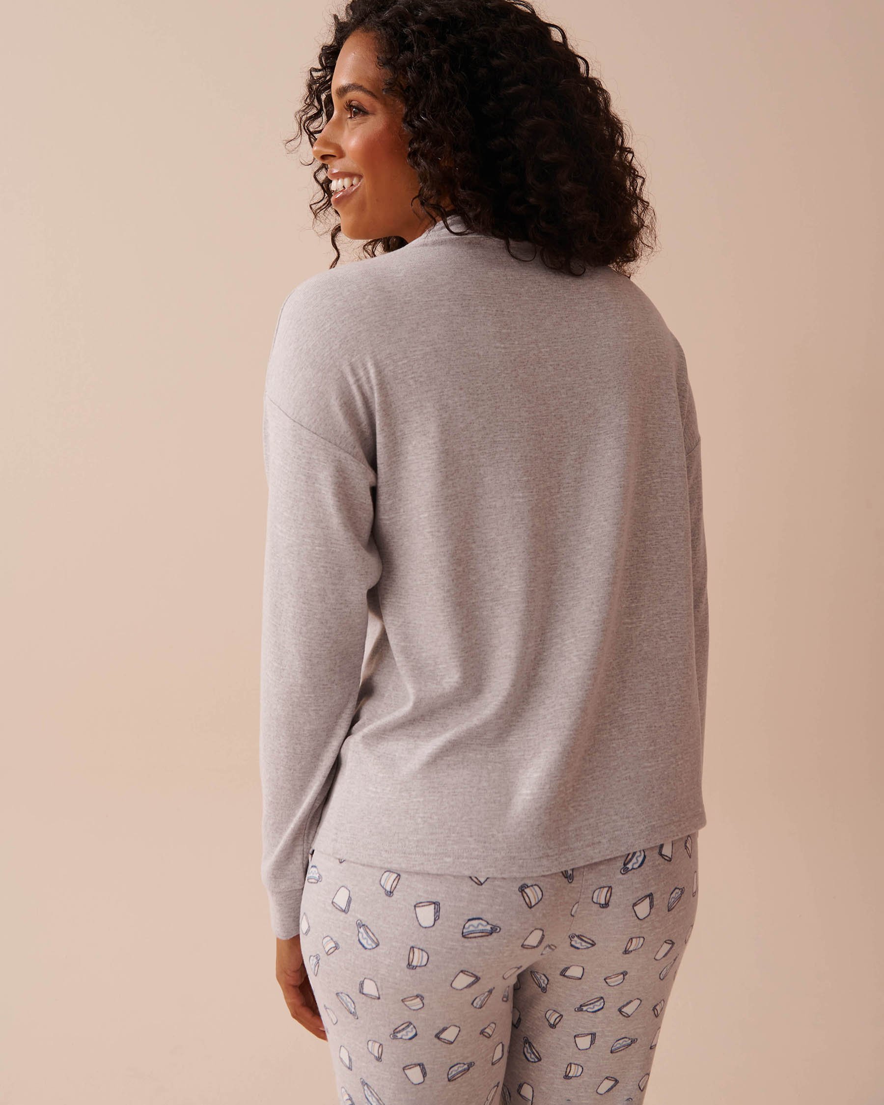 LA VIE EN ROSE Recycled Fibers Long Sleeve Shirt Grey 40100617 - View2