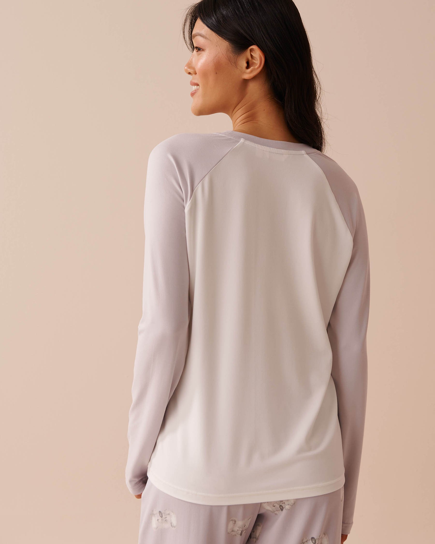 LA VIE EN ROSE Koala Print Super Soft Long Sleeve Shirt Evening Haze 40100623 - View2