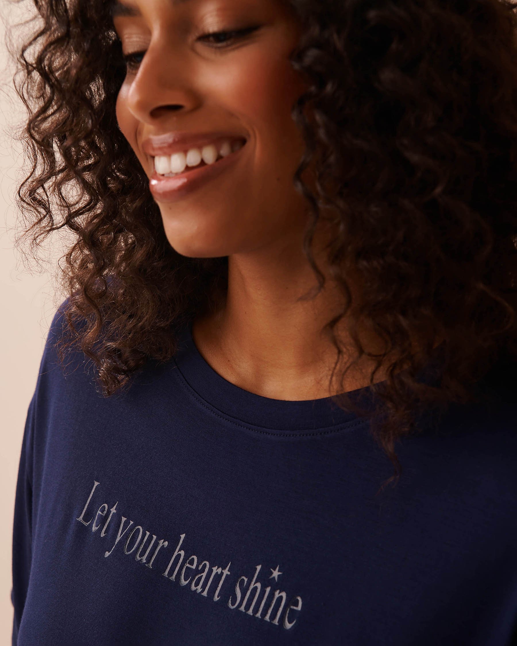 LA VIE EN ROSE Soft Jersey Drop Shoulder T-shirt Evening Blue 40100628 - View3