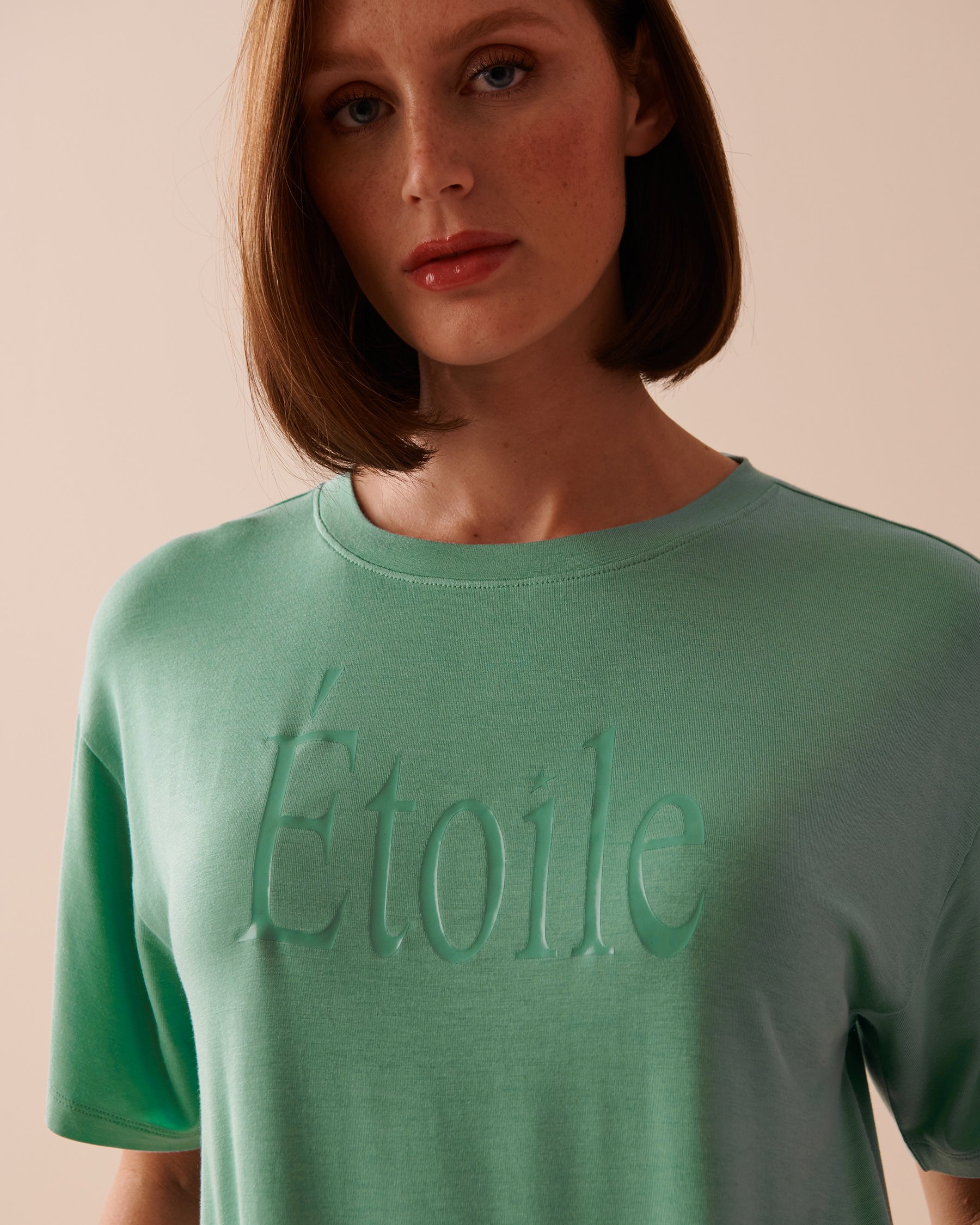 LA VIE EN ROSE Soft Jersey Drop Shoulder T-shirt Green Cyan 40100628 - View3