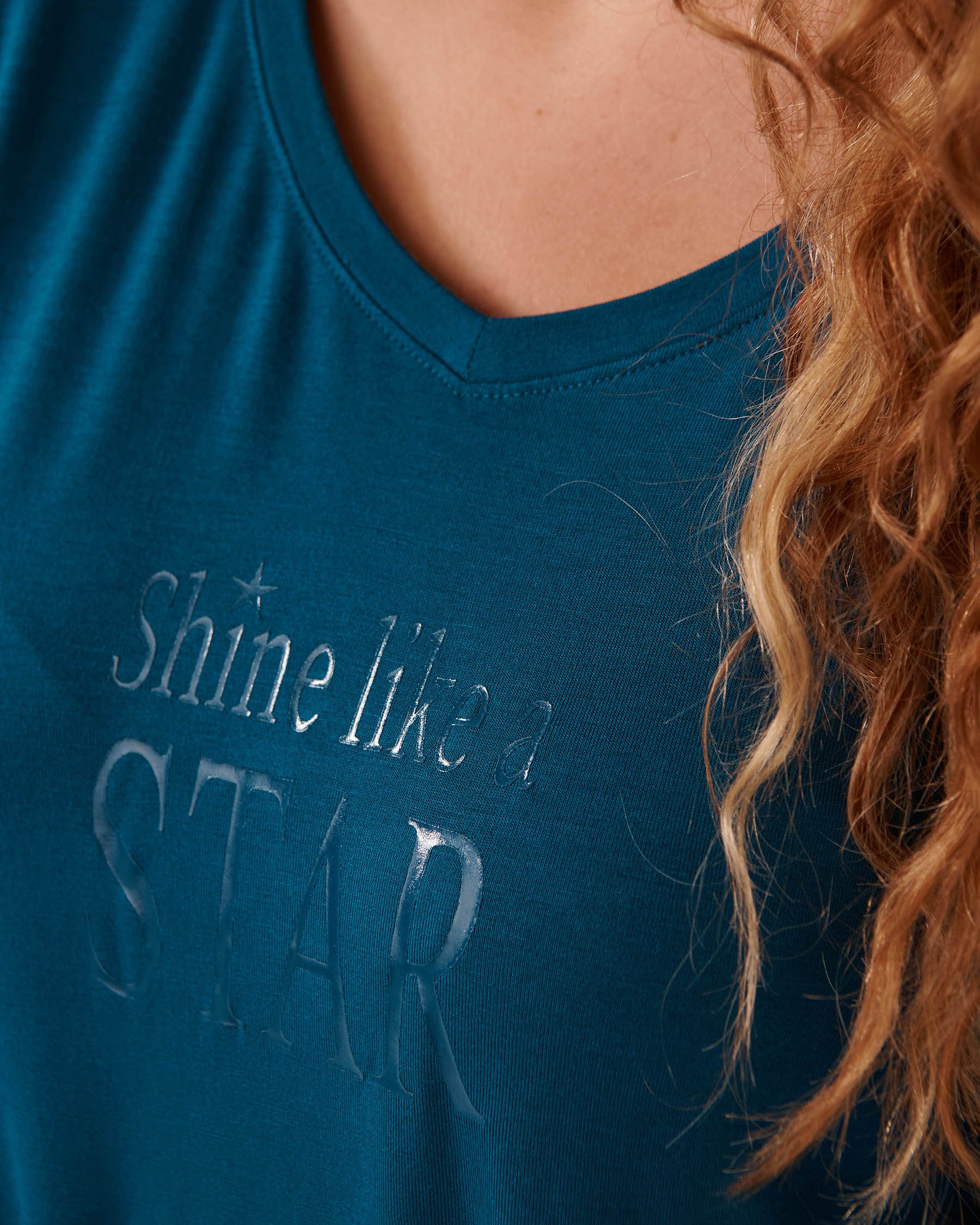 LA VIE EN ROSE Soft Jersey Long Sleeve Shirt Sea Blue 40100629 - View2