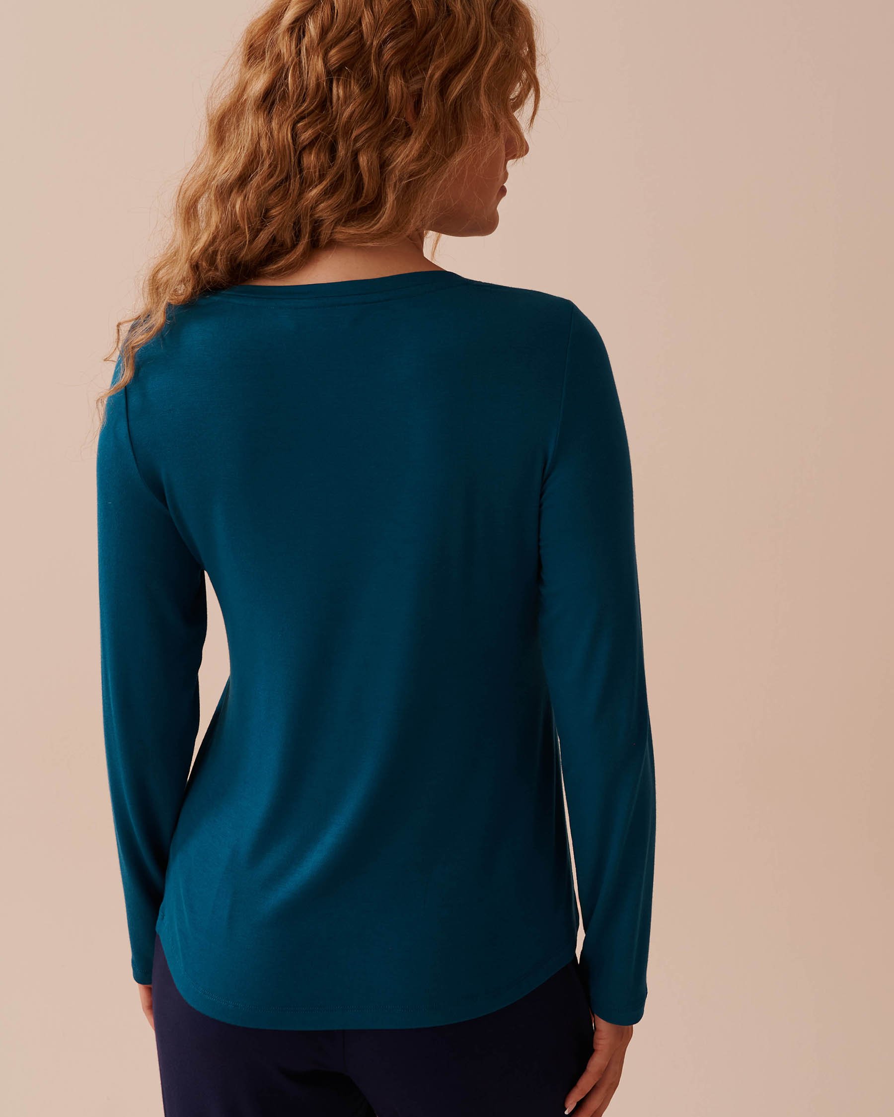 LA VIE EN ROSE Soft Jersey Long Sleeve Shirt Sea Blue 40100629 - View3