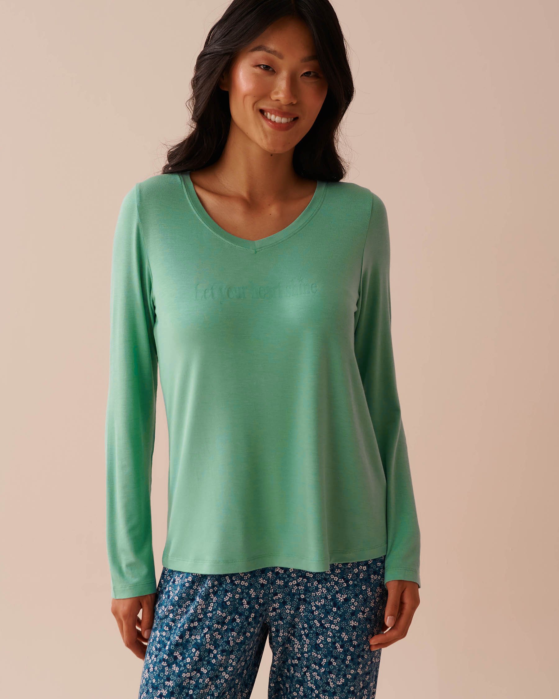 LA VIE EN ROSE Chandail manches longues en jersey doux Cyan vert 40100629 - View1