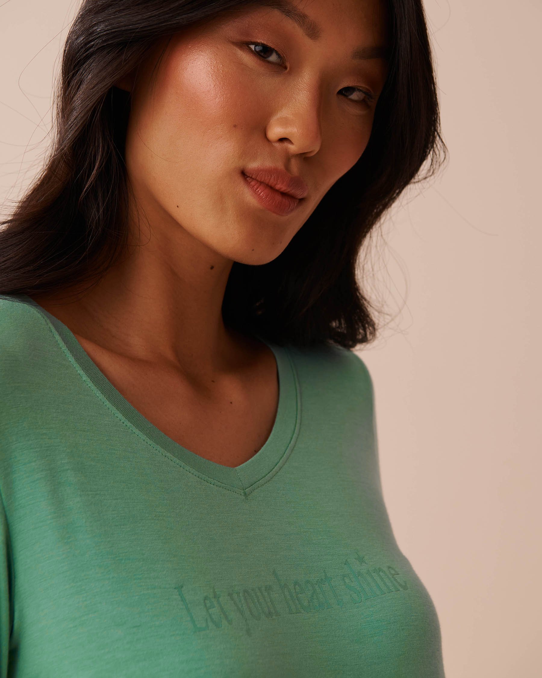 LA VIE EN ROSE Chandail manches longues en jersey doux Cyan vert 40100629 - View2