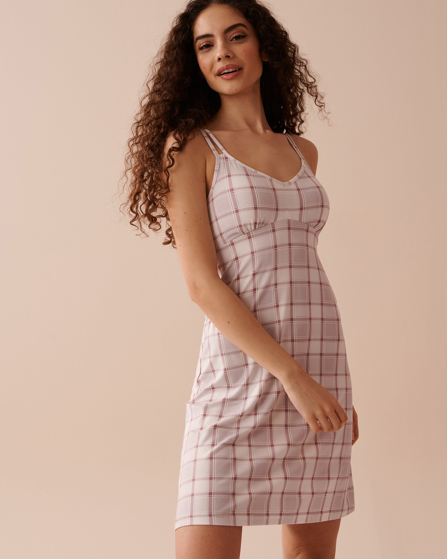 LA VIE EN ROSE Grey Plaid Super Soft Nightie Grey Plaid 40500381 - View1