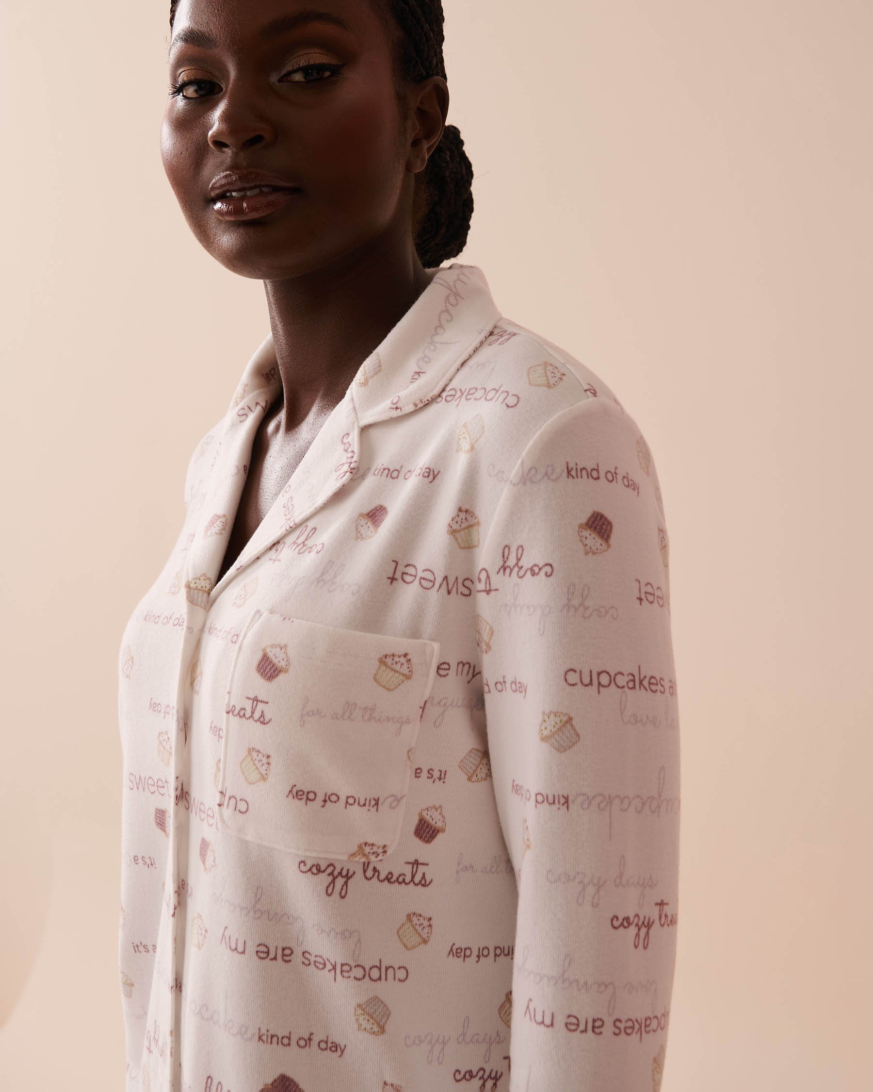 LA VIE EN ROSE Cupcake Print Recycled Fibers Button-down Shirt Cupcake Print 40100616 - View3