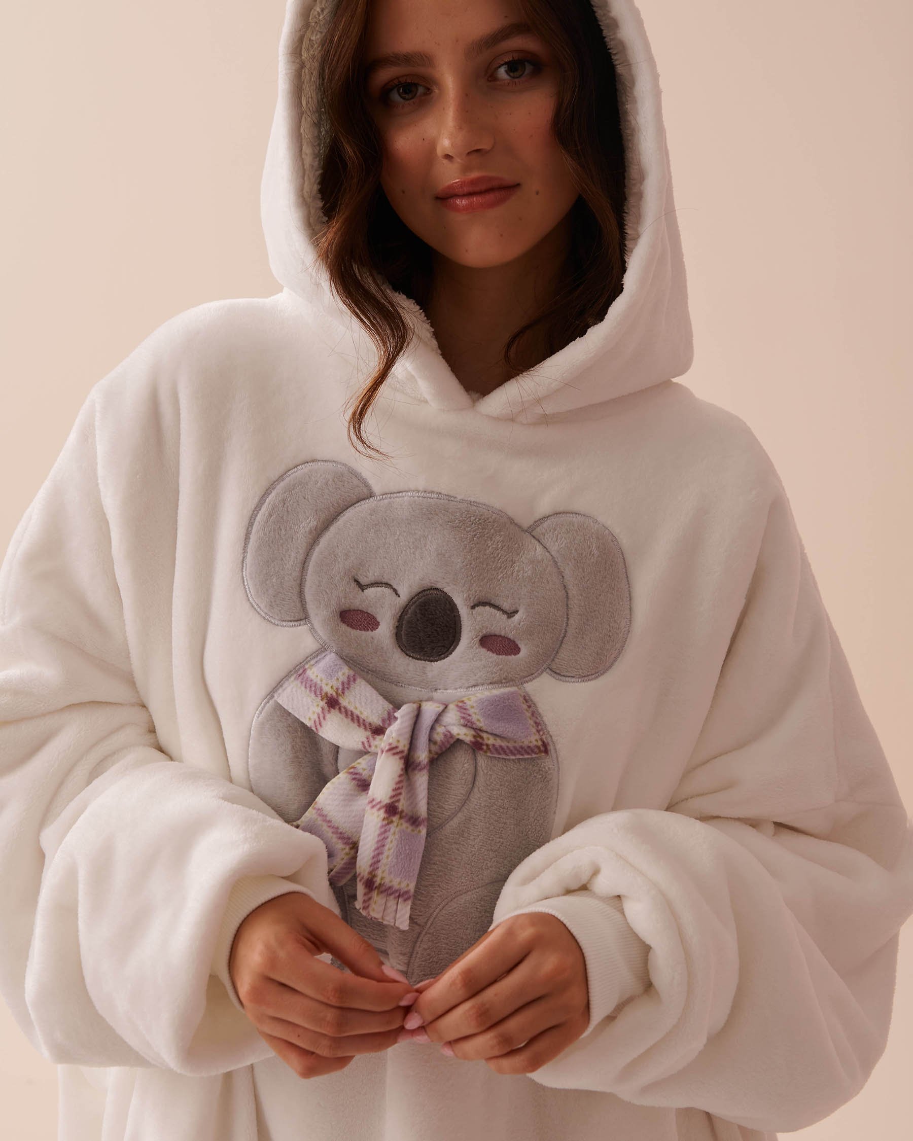 LA VIE EN ROSE Cute Koala Oversized Hoodie White 40700340 - View3