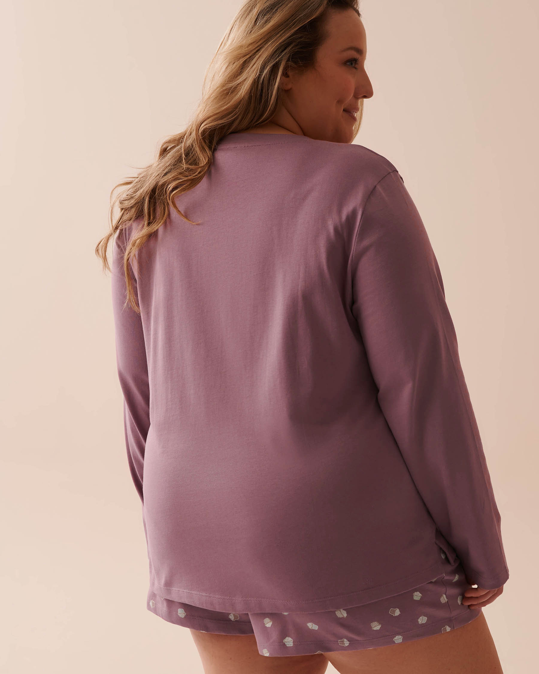 LA VIE EN ROSE Koala Print Cotton Long Sleeve Shirt Dusty Orchid 40100615 - View2