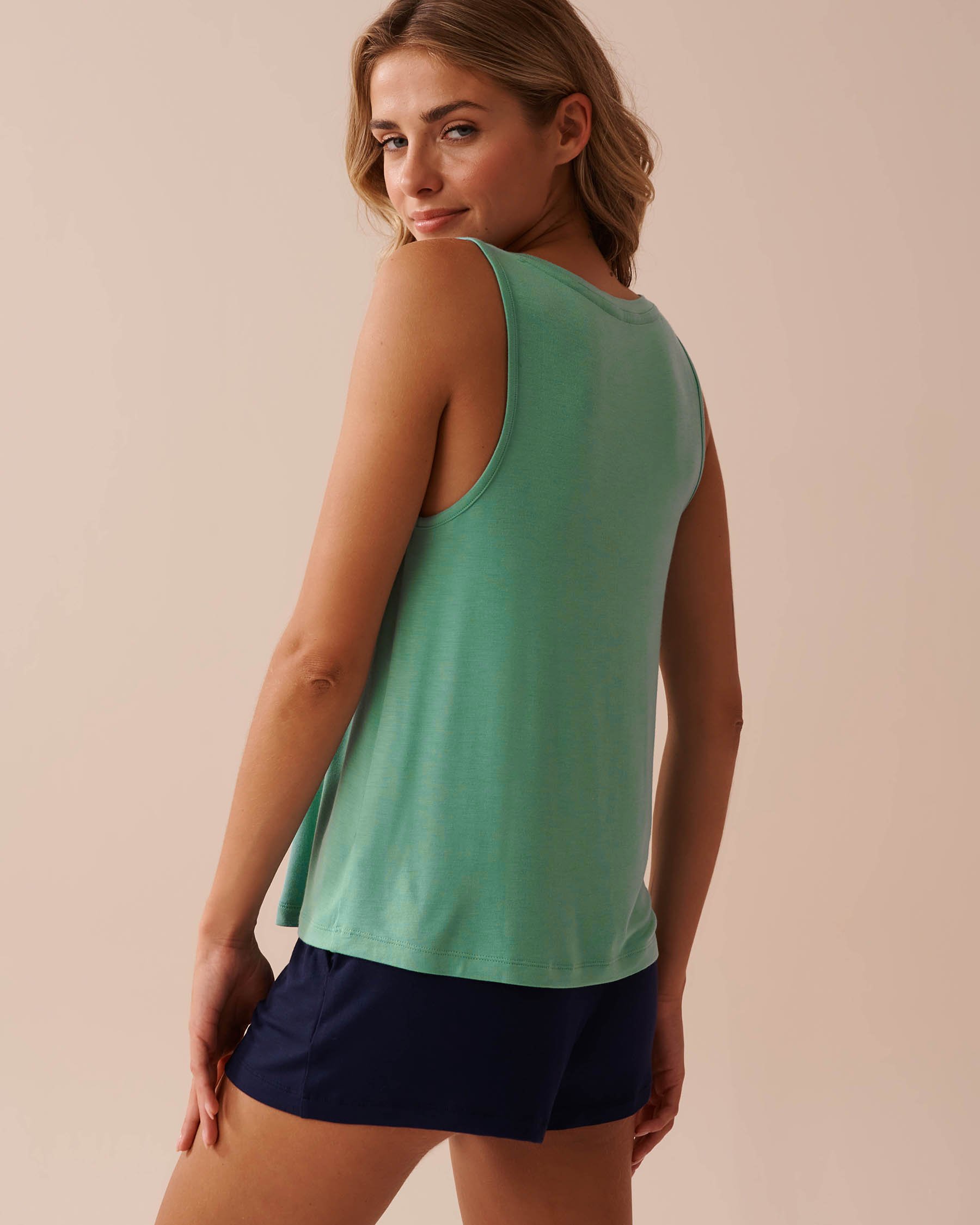 LA VIE EN ROSE Soft Jersey Cami Green Cyan 40100625 - View2