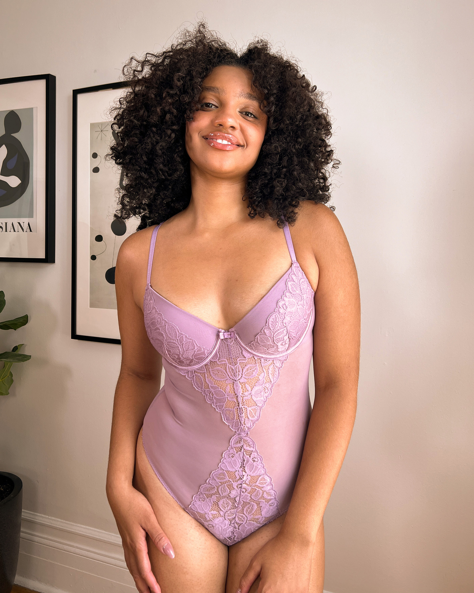 LA VIE EN ROSE Mesh and Lace Cheeky Teddy Dusty Orchid 60300088 - View5