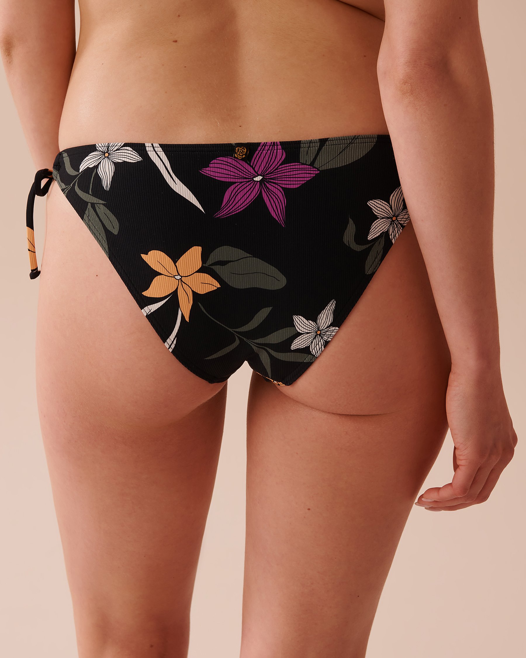 LA VIE EN ROSE AQUA TROPICAL NIGHTS Textured Side Tie Brazilian Bikini Bottom Tropical Nights 70300610 - View3