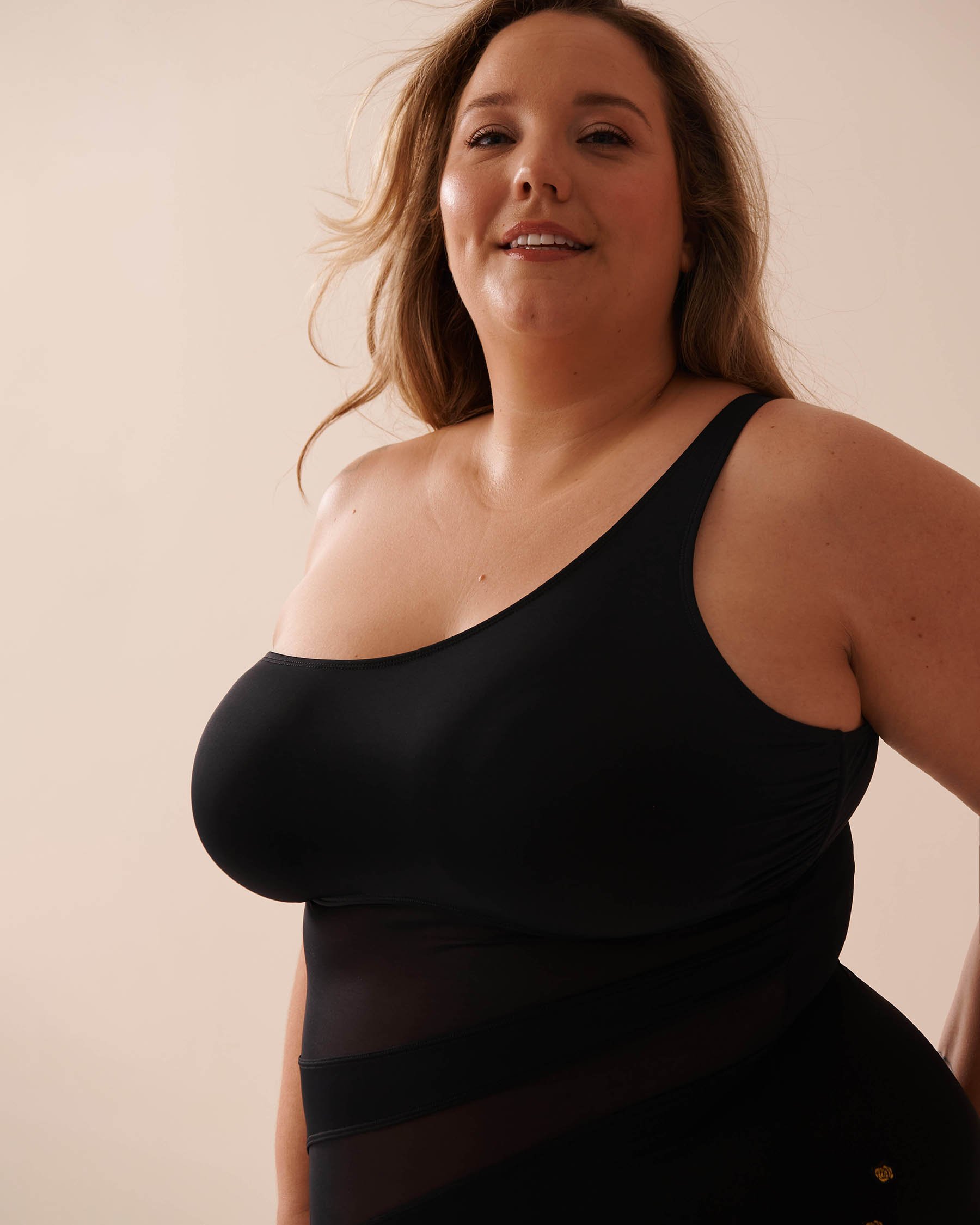 LA VIE EN ROSE AQUA LILAH Mesh Inserts One Shoulder One-piece Swimsuit Black 70400134 - View7