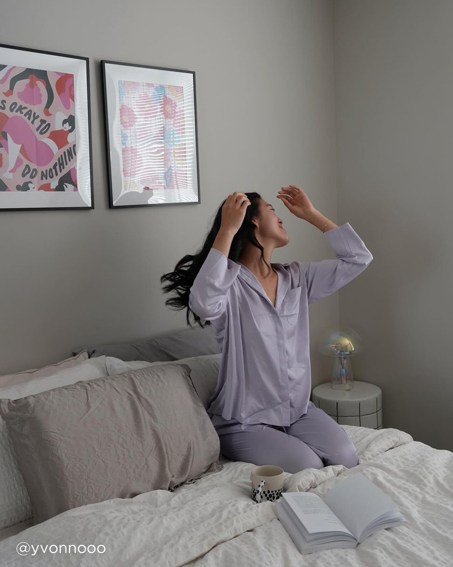 LA VIE EN ROSE Satin Pants Evening Haze 60200105 - View5