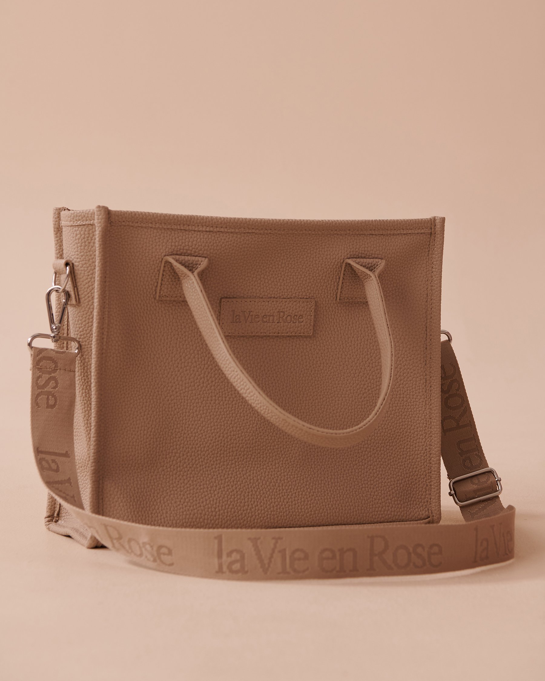 LA VIE EN ROSE Faux Leather Tote Bag Taupe 40700371 - View5