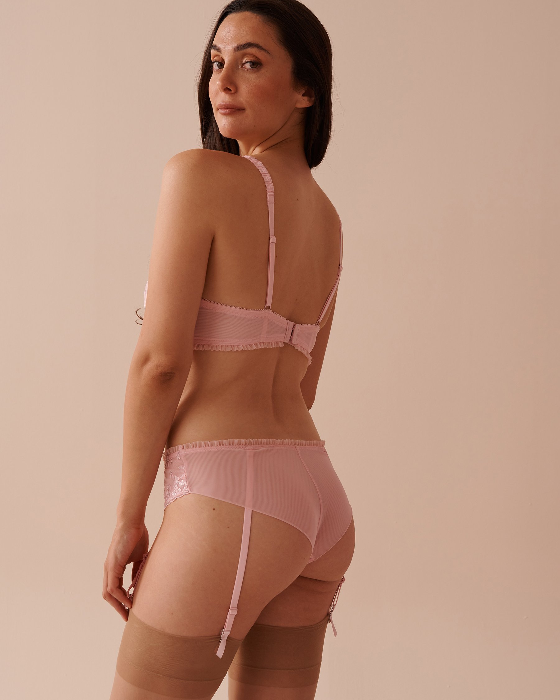 LA VIE EN ROSE Soutien-gorge doublure légère mousse mémoire en résille florale Rose fée 10200441 - View2