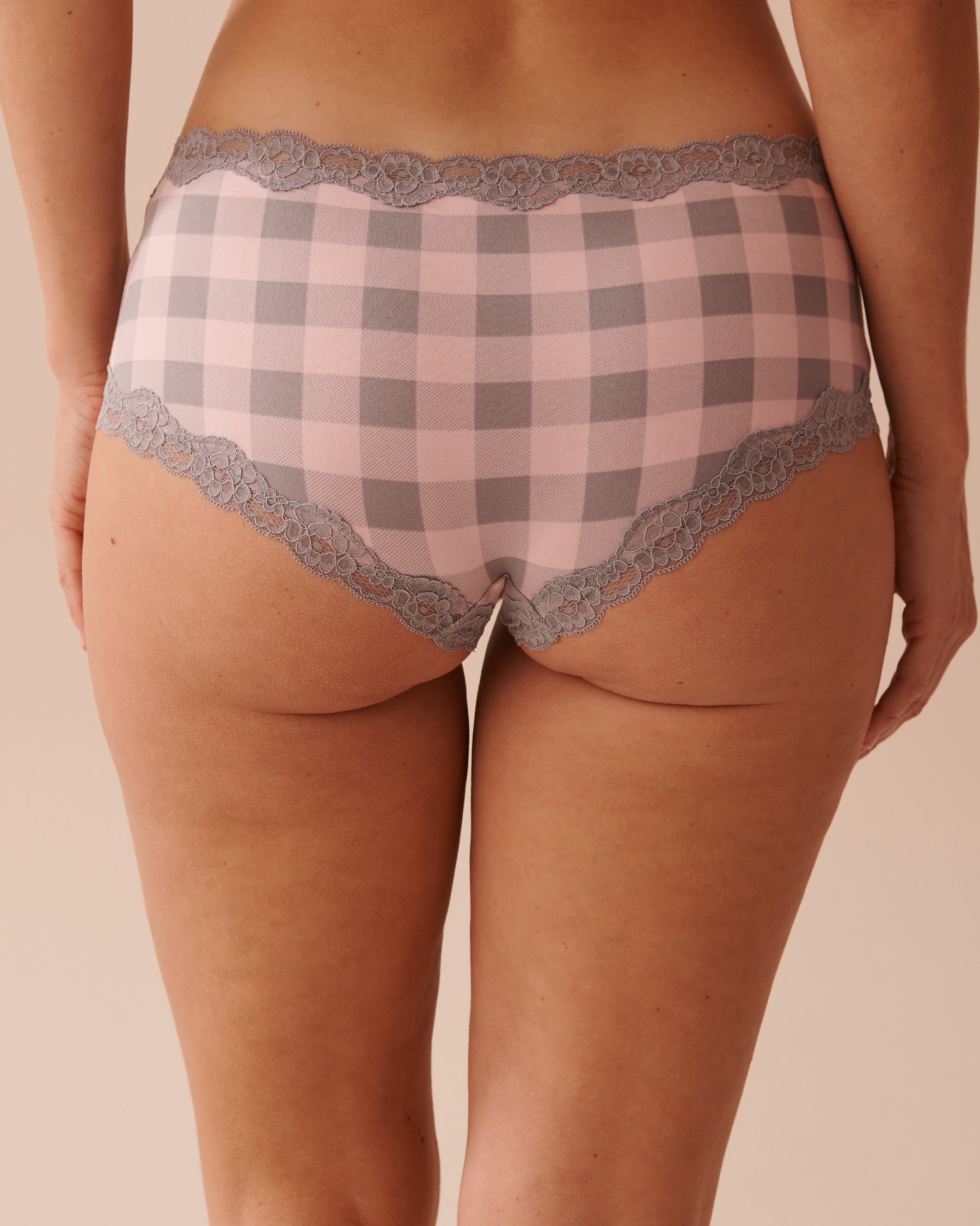 LA VIE EN ROSE Super Soft Lace Trim Boyleg Panty Fairy Pink Plaid 20100515 - View2