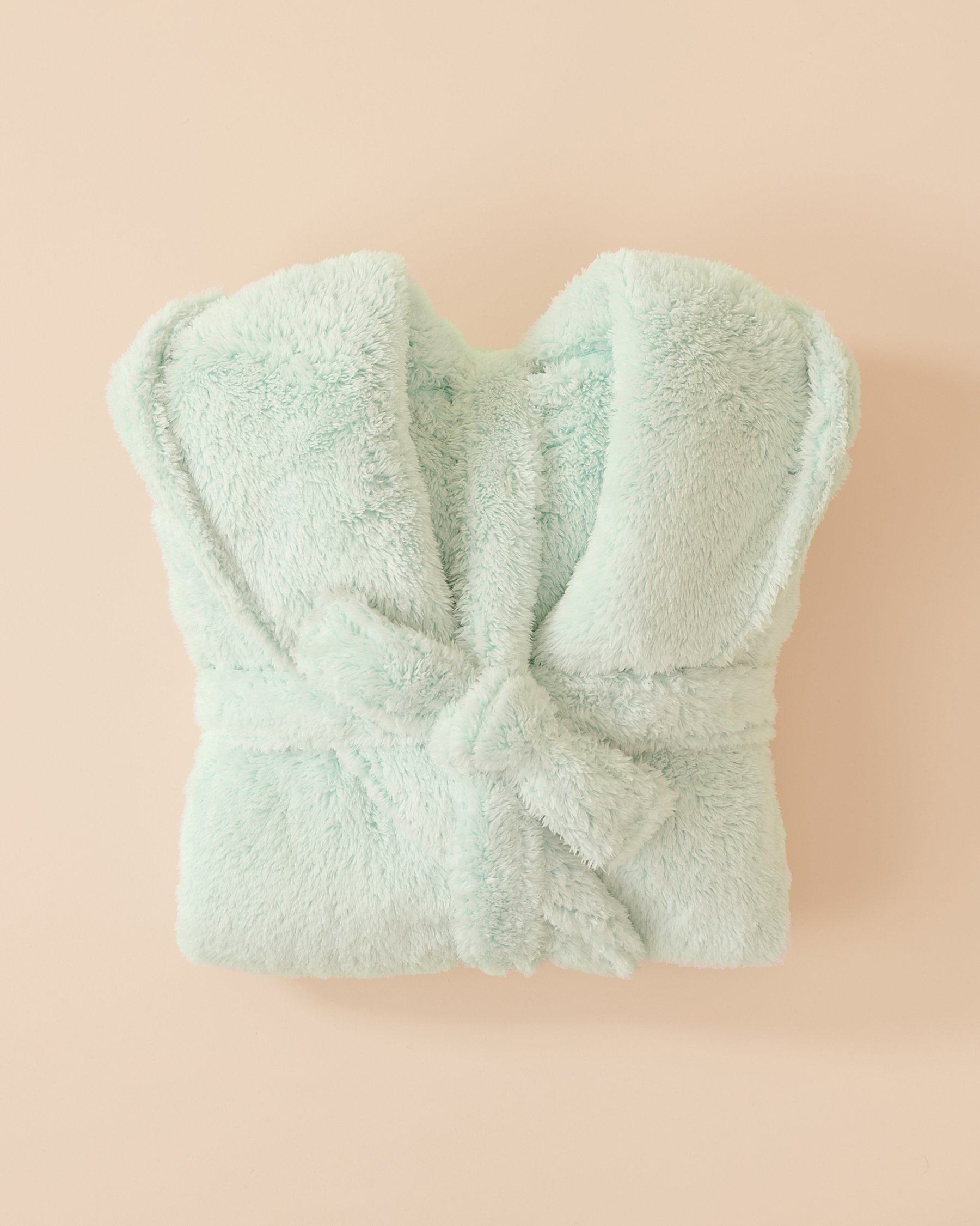 LA VIE EN ROSE Robe de chambre à capuchon en peluche douce Vert menthe 40600193 - View2