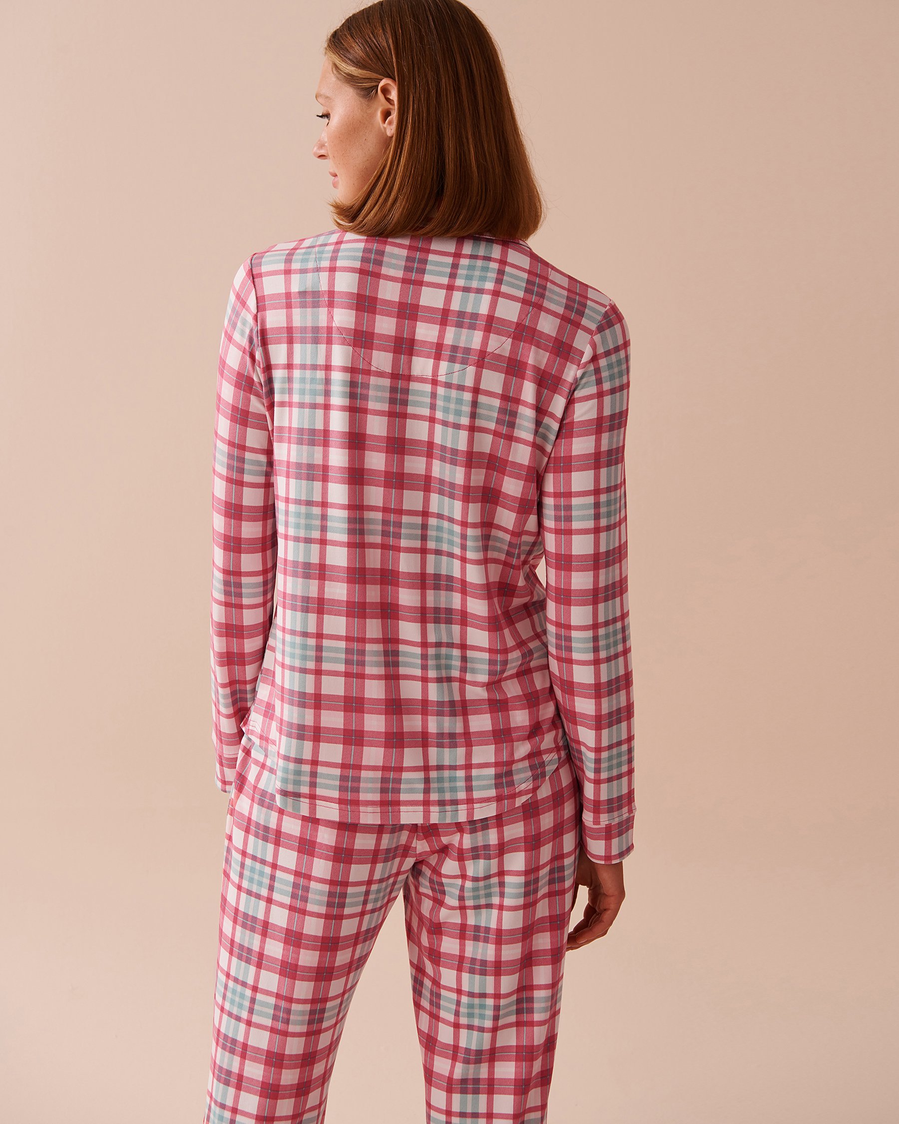 LA VIE EN ROSE Chemisier manches longues ultra doux à rayures rouges Rayures rouges et bleues 40100657 - View2