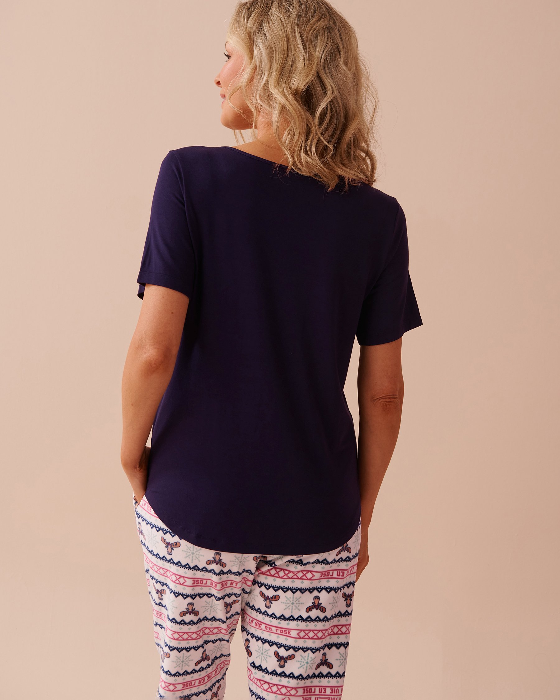 LA VIE EN ROSE T-shirt en bambou Bleu nuit 40100671 - View2